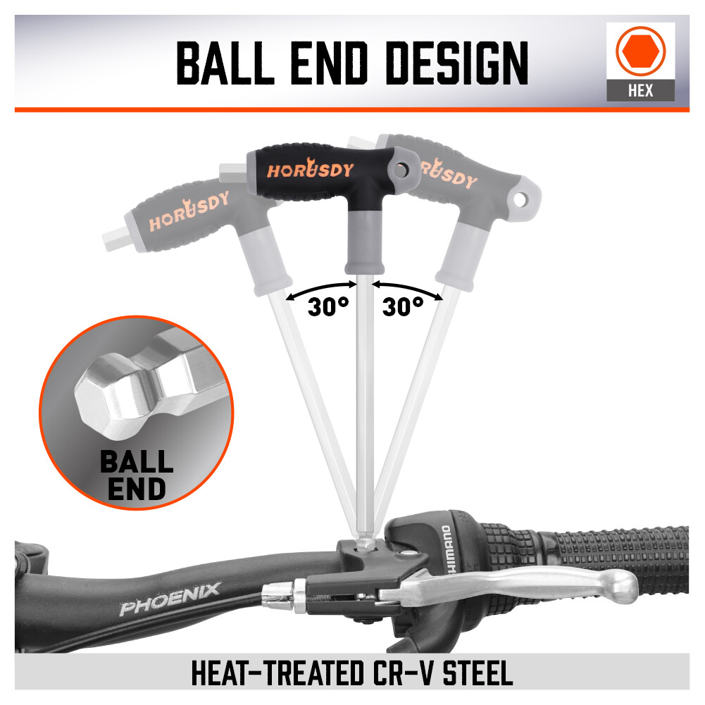 SAE & Metric T Handle Allen Wrench Ball End Hex Key Set w/Storage Stand Long Arm
