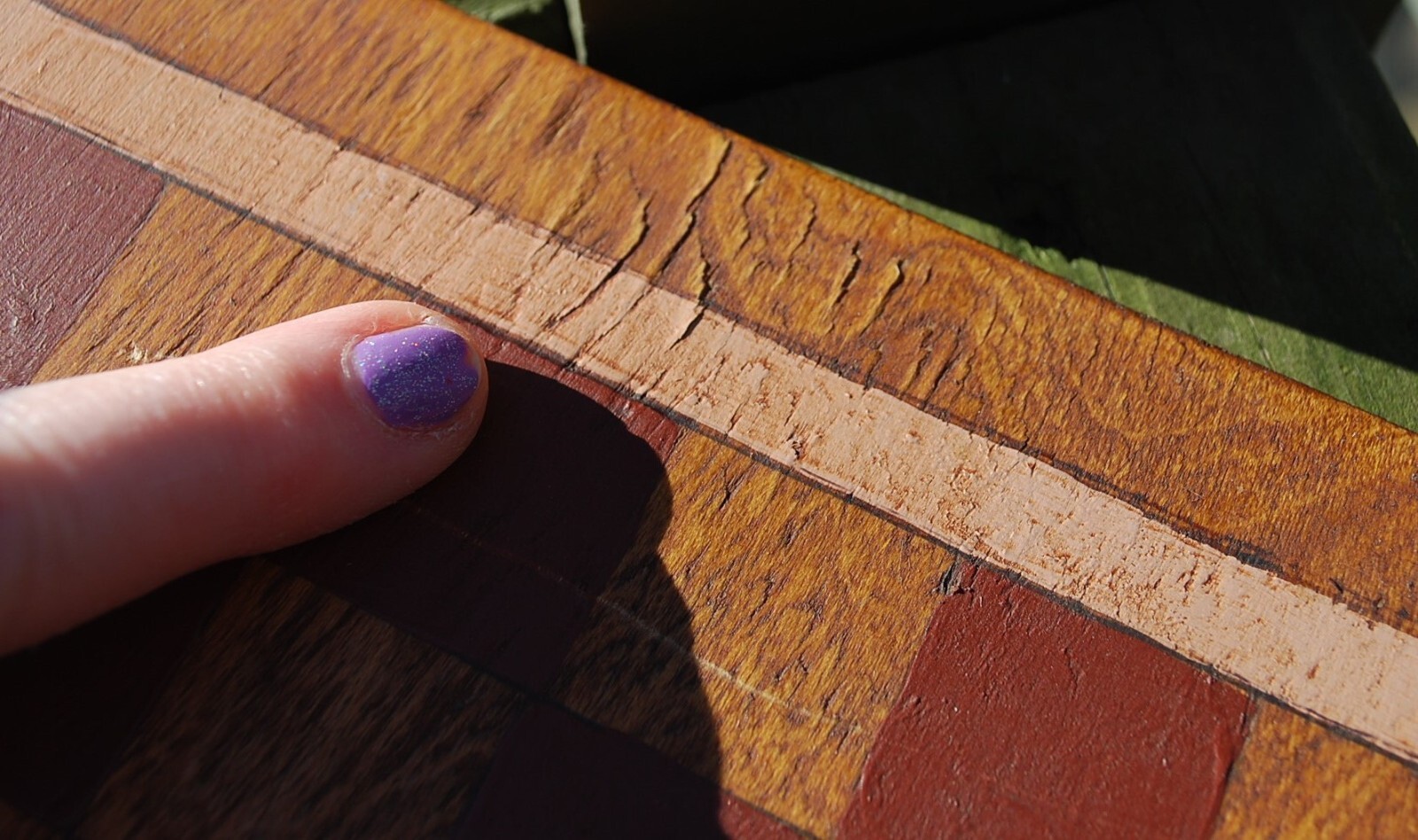Antique PRIMITIVE HANDMADE Wood Checkerboard Original Paint Game Board 14"