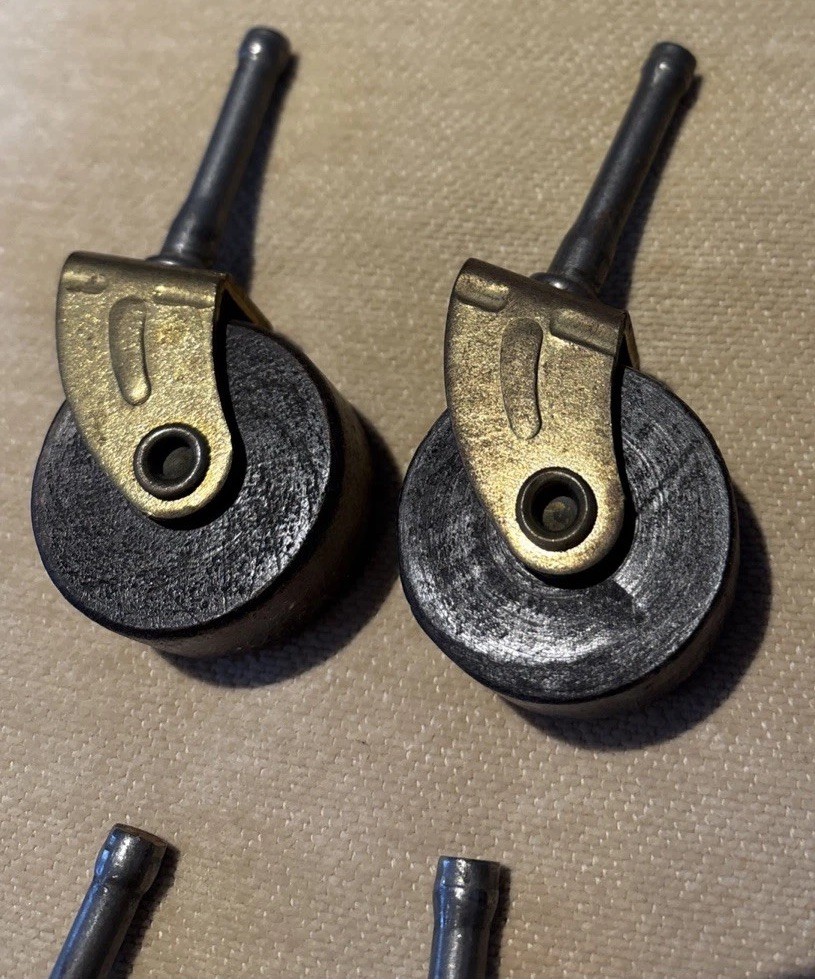 Vtg. Lot 4 Wooden 1.5 Inch Caster Wheels Cabinet Dresser Table Chair