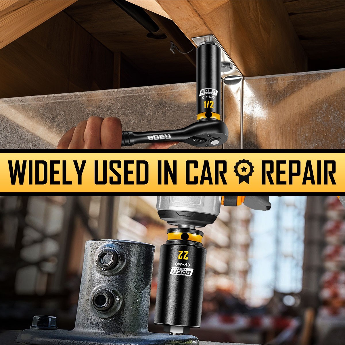 3/8'' inch Impact Socket Set, 50PCS SAE (5/16 to 3/4 inch) and Metric (8mm-22mm)