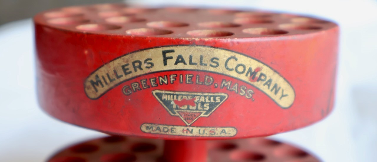 Millers Falls Co. Wood Counter Top Drill Bit Holder / Port Norris NJ / MTT