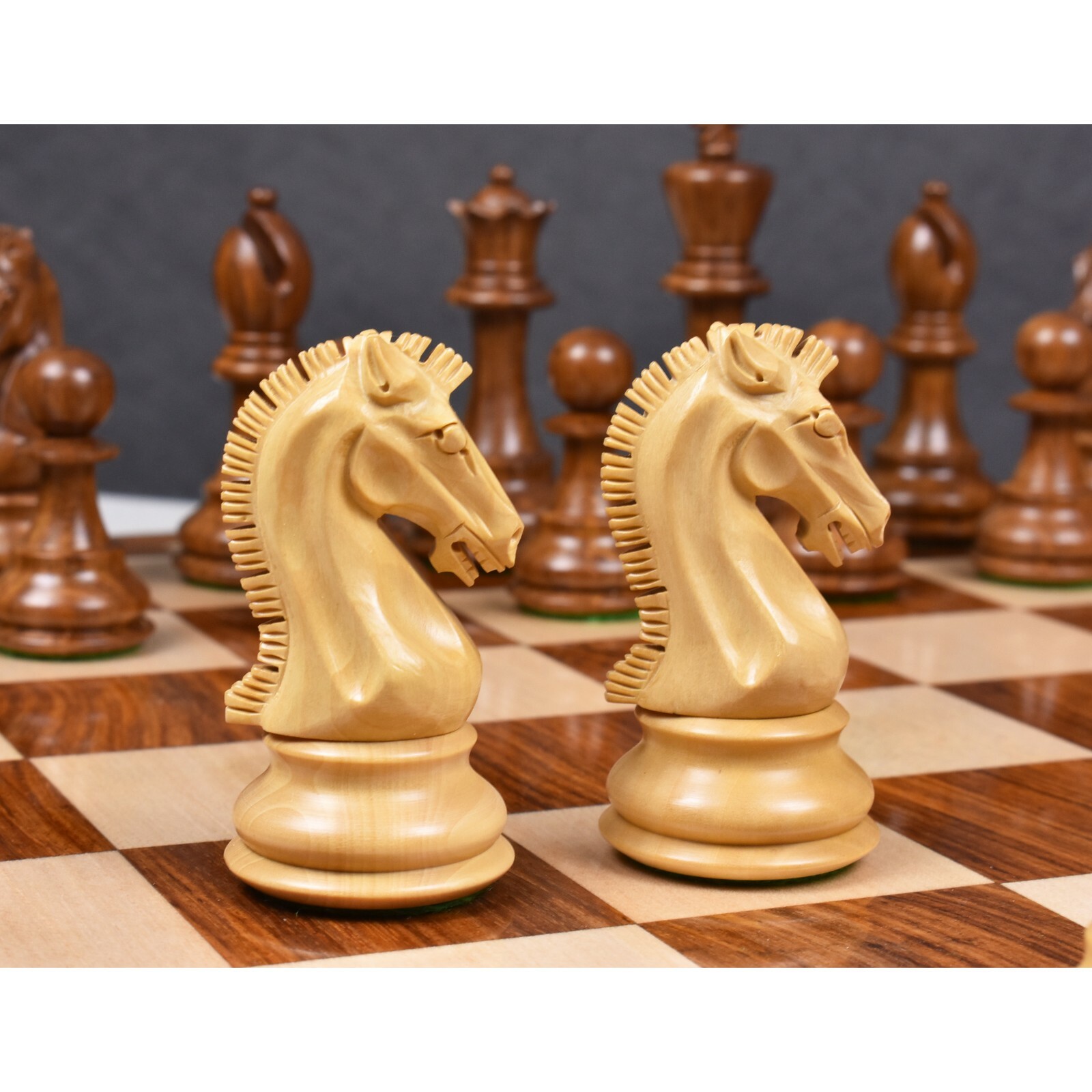3.9" Craftsman Knight Staunton Chess Pieces Only set - Double Weighted Sheesham