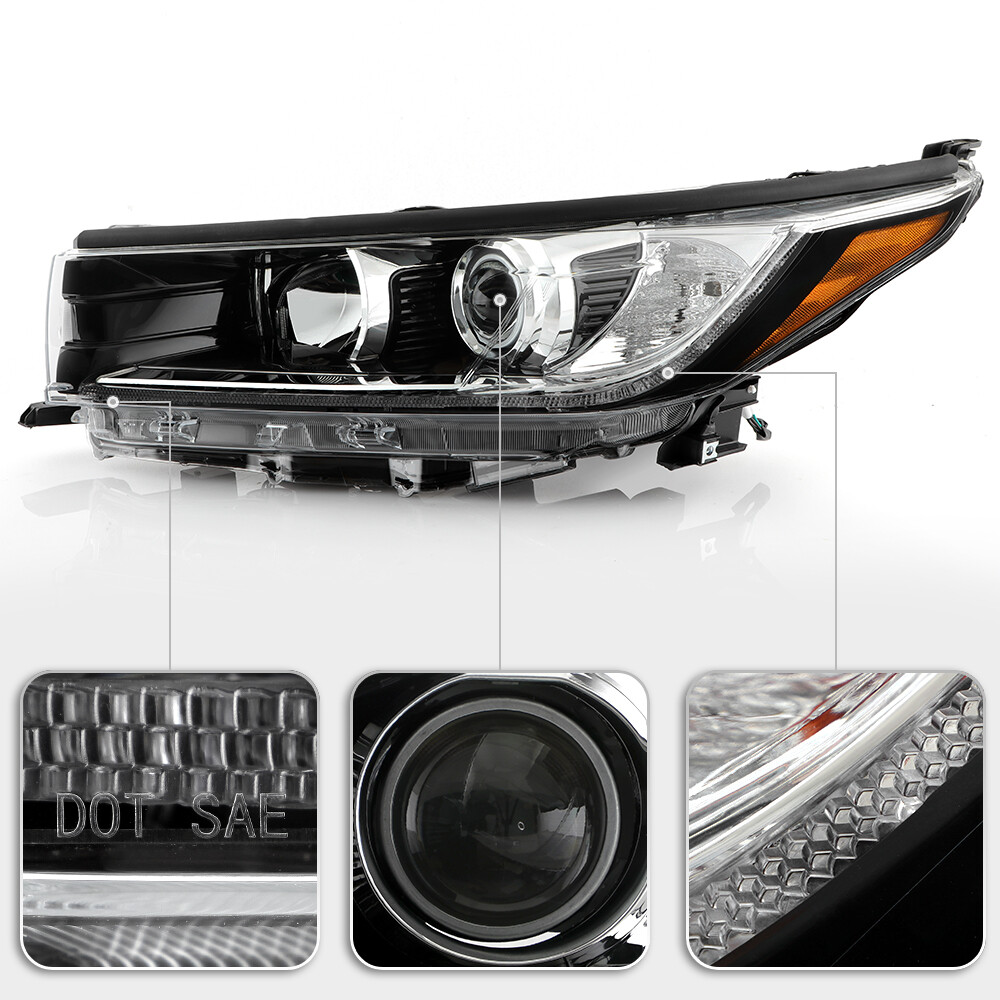 For 2017 2018 2019 Toyota Highlander SE w/ LED DRL Projector Headlights Headlamp