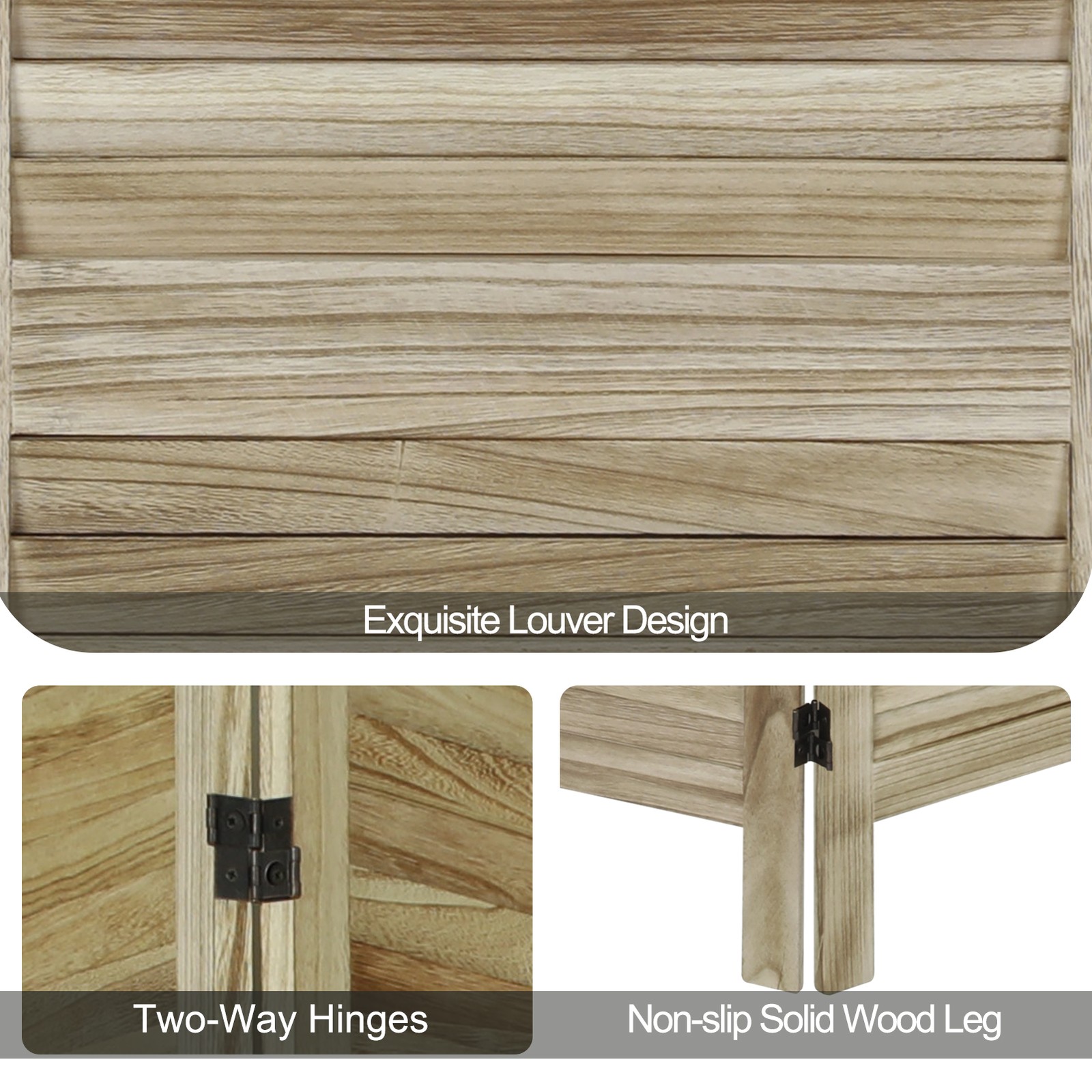 8 Panel Wood Room Dividers Louvered Freestanding Screens Folding Privacy Wall