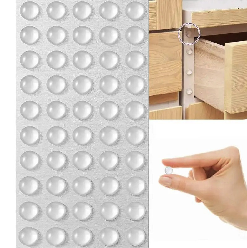100pcs Self-Adhesive Silicone Door Stopper Pads: Cabinet Drawer Bumpers - NEW