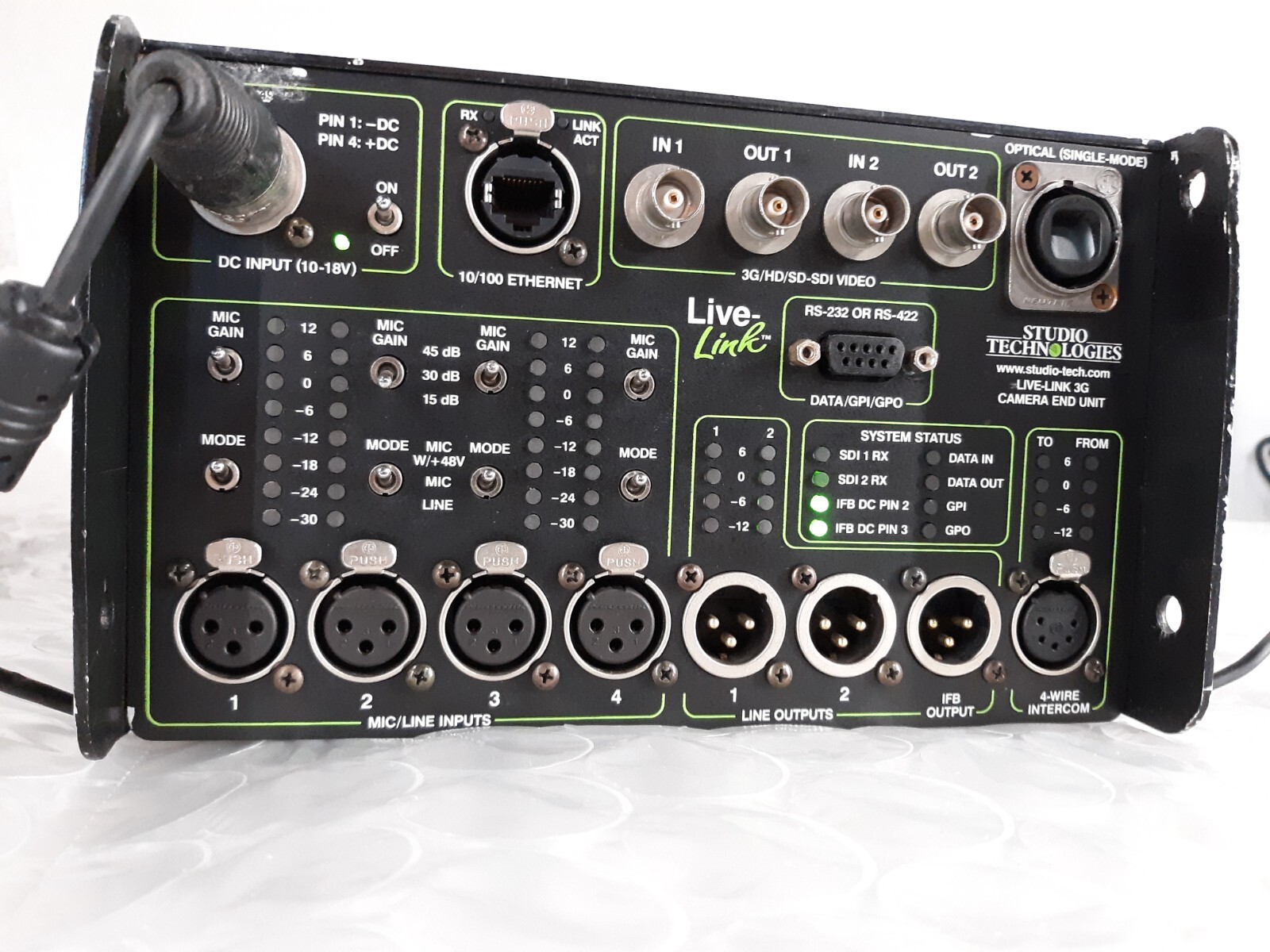 Studio Technologies LL3GCA-031 3G Camera End Unit 3G/HD/SD-SDI NO AC *TESTED*