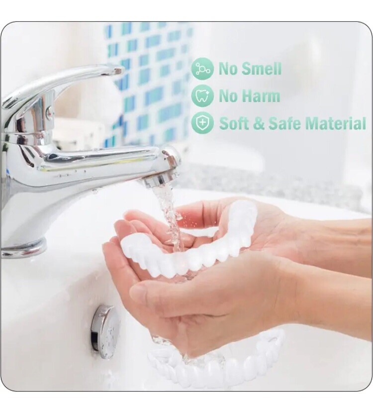 SnapOn Upper Lower False Teeth Dental Veneers Dentures Fake Tooth Cover Set USA