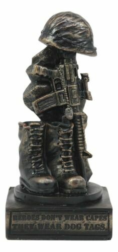 Ebros Patriotic Fallen Soldier Memorial Statue Rifle Helmet Boots And Dog Tag