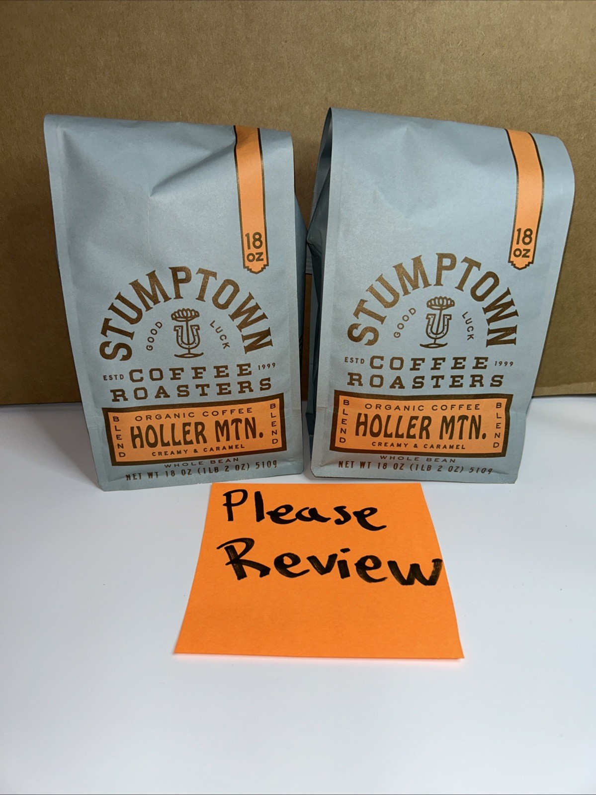 Stumptown Holler Mtn. Whole Bean Coffee 2 Packages 18 oz Each
