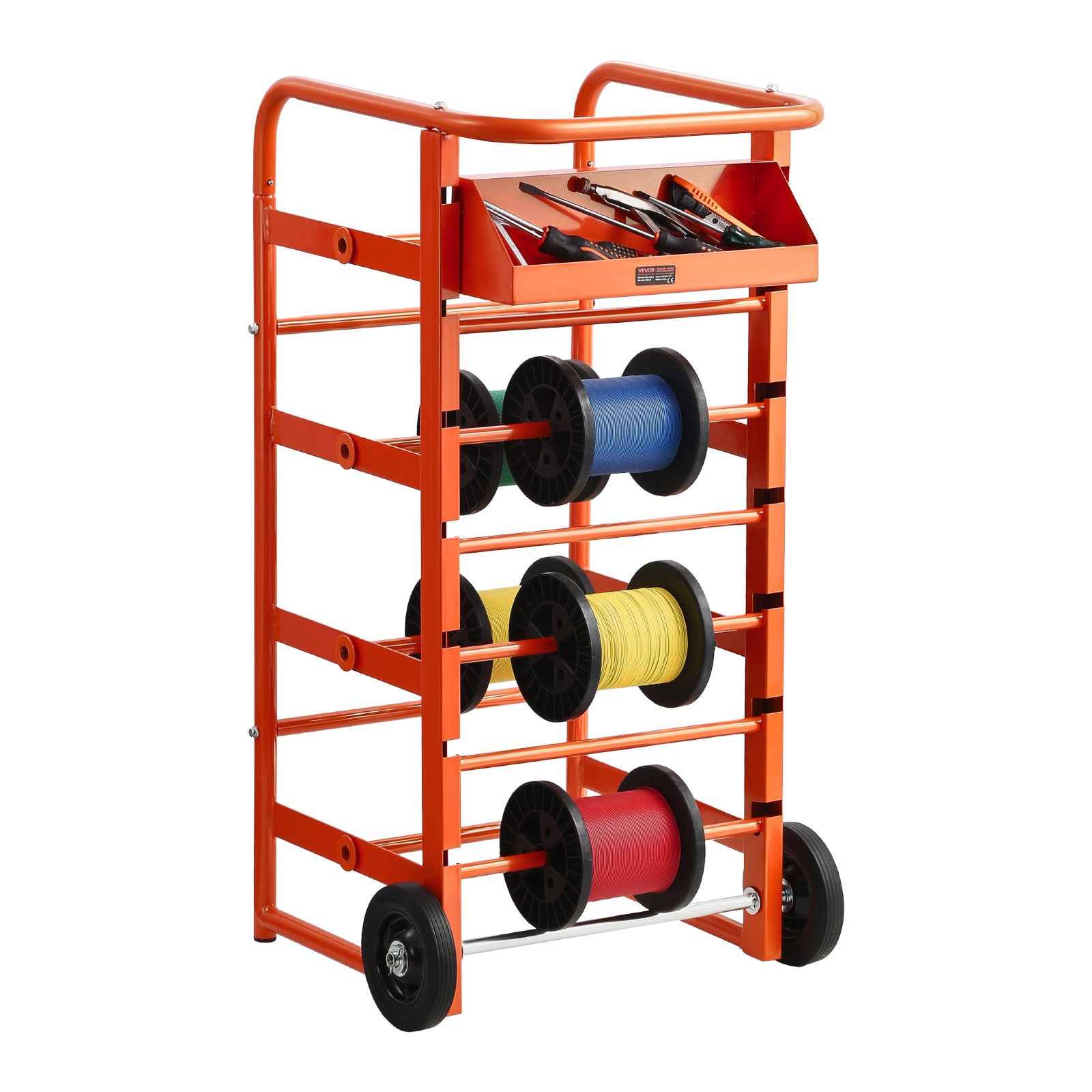 VEVOR Wire Spool Rack 11 Rods Cable Caddy Wire Spool Cart for Industrial