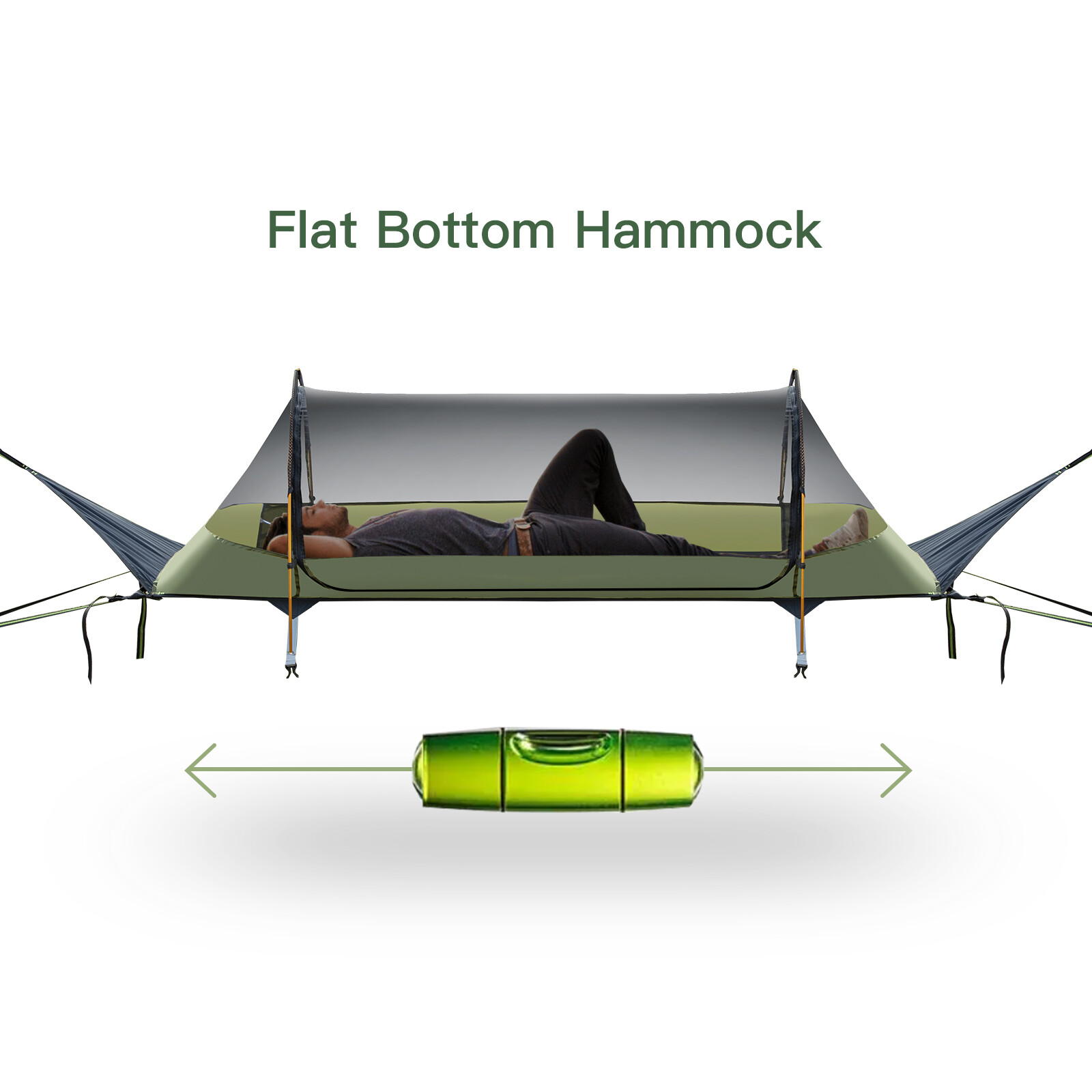 Night Cat Flat Lay Hammock Tent W/ Mosquito Net Waterproof Rainfly Storage Room