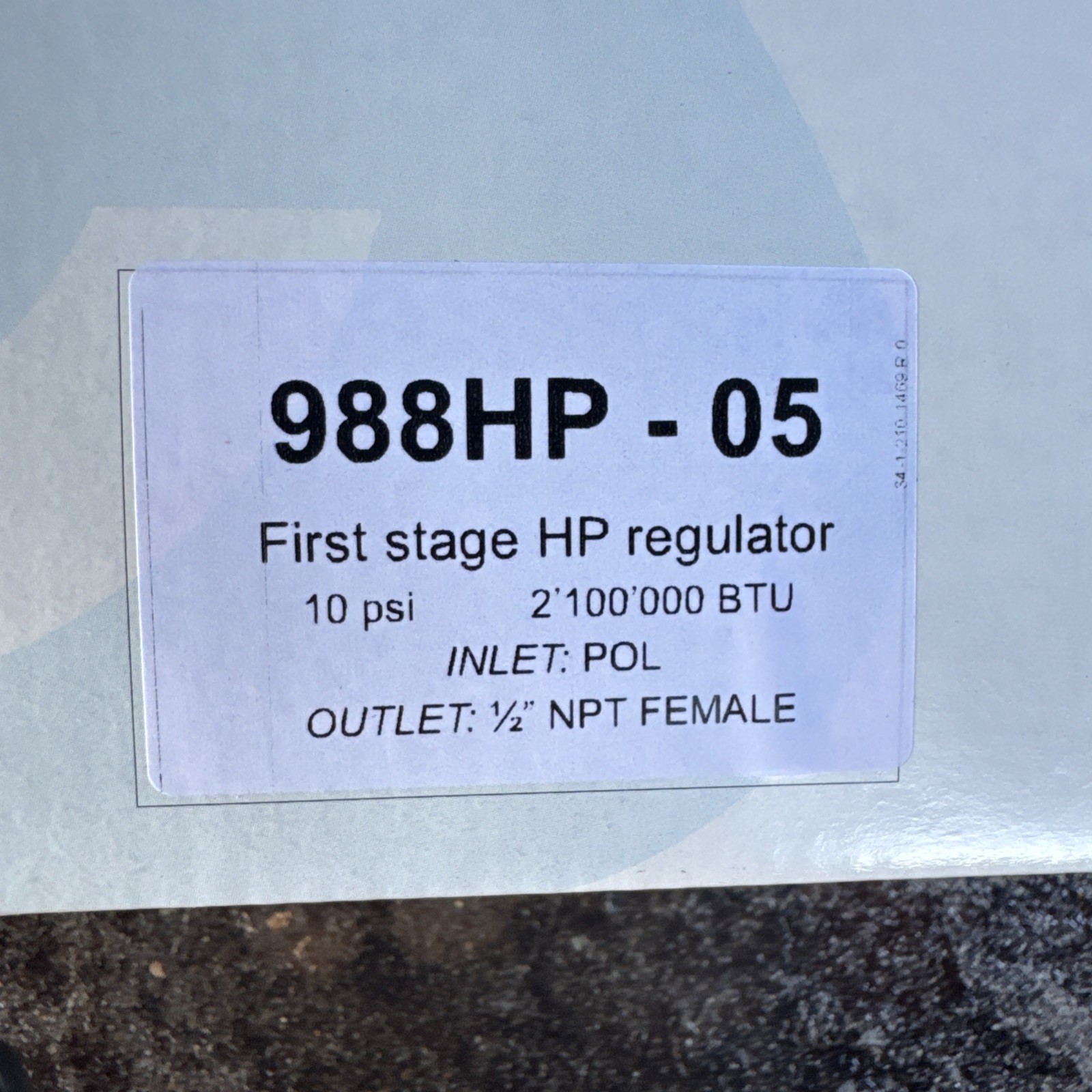 Cavagna Kosan 988HP-05 1st Stage Propane Regulator Outlet 1/2" NPT Inlet POL