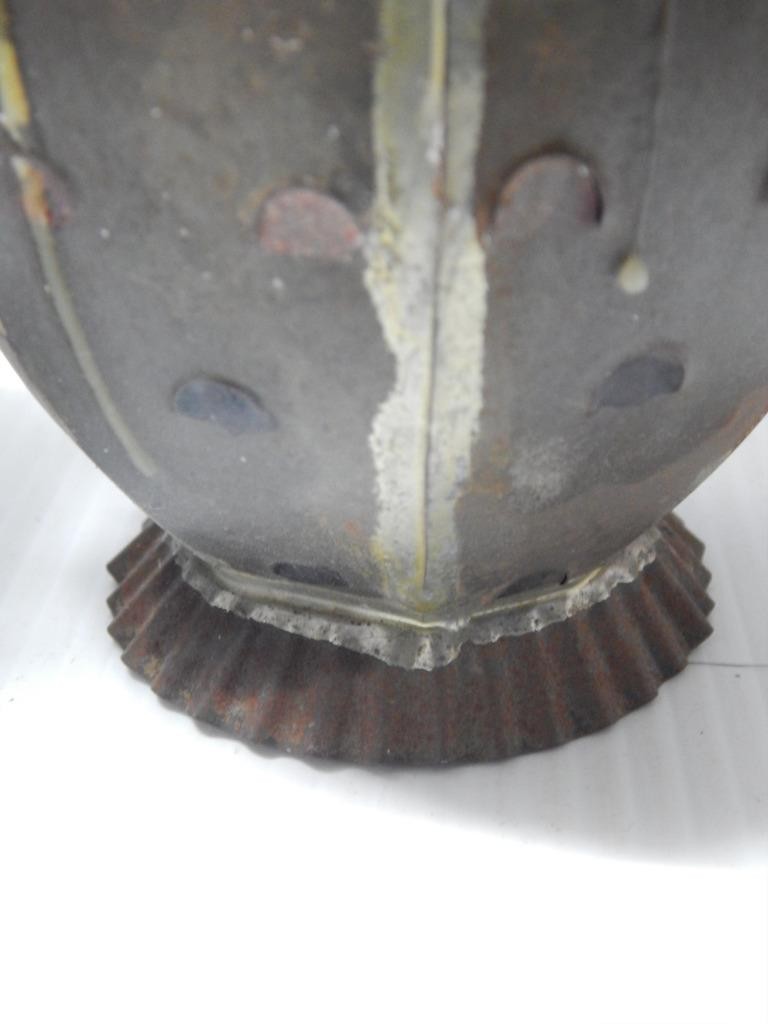 UNIQUE FIND: PAIR OF VINTAGE ANTIQUE MEXICAN TIN PINEAPPLE DSGN CANDLE STICKS