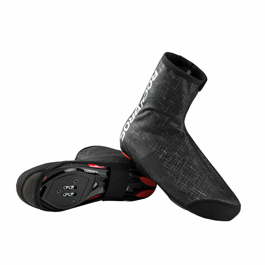 ROCKBROS Cycling Shoe Covers Winter Warm Windproof PU Protector Overshoes Black