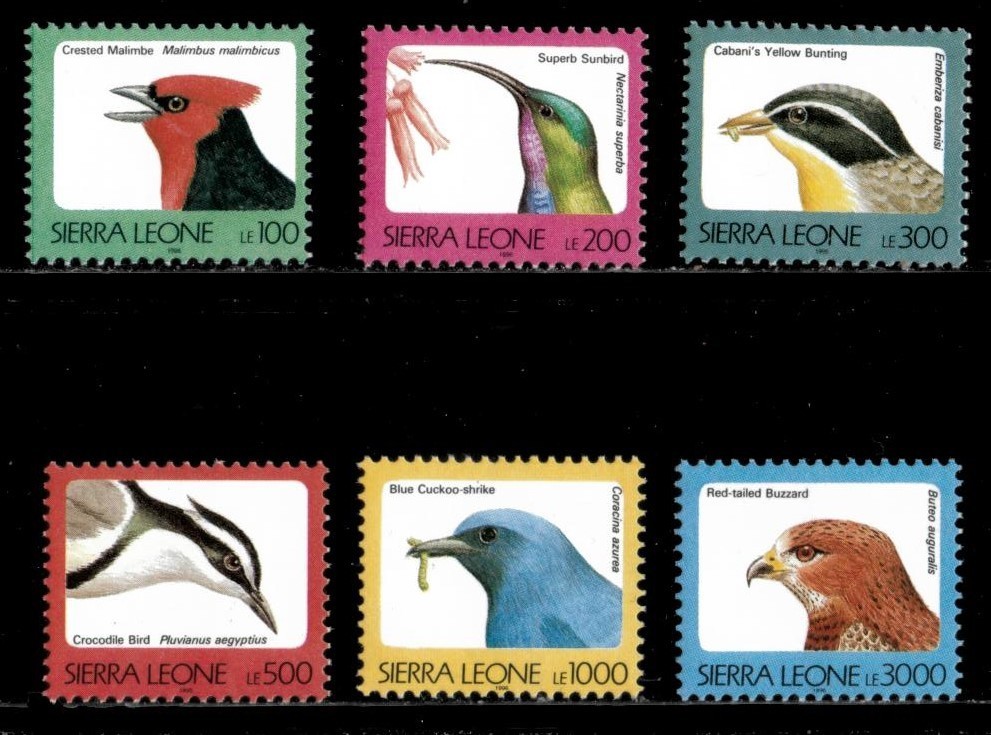 Sierra Leone 1996 - Birds - Set of 6 Definitive Stamps - MNH