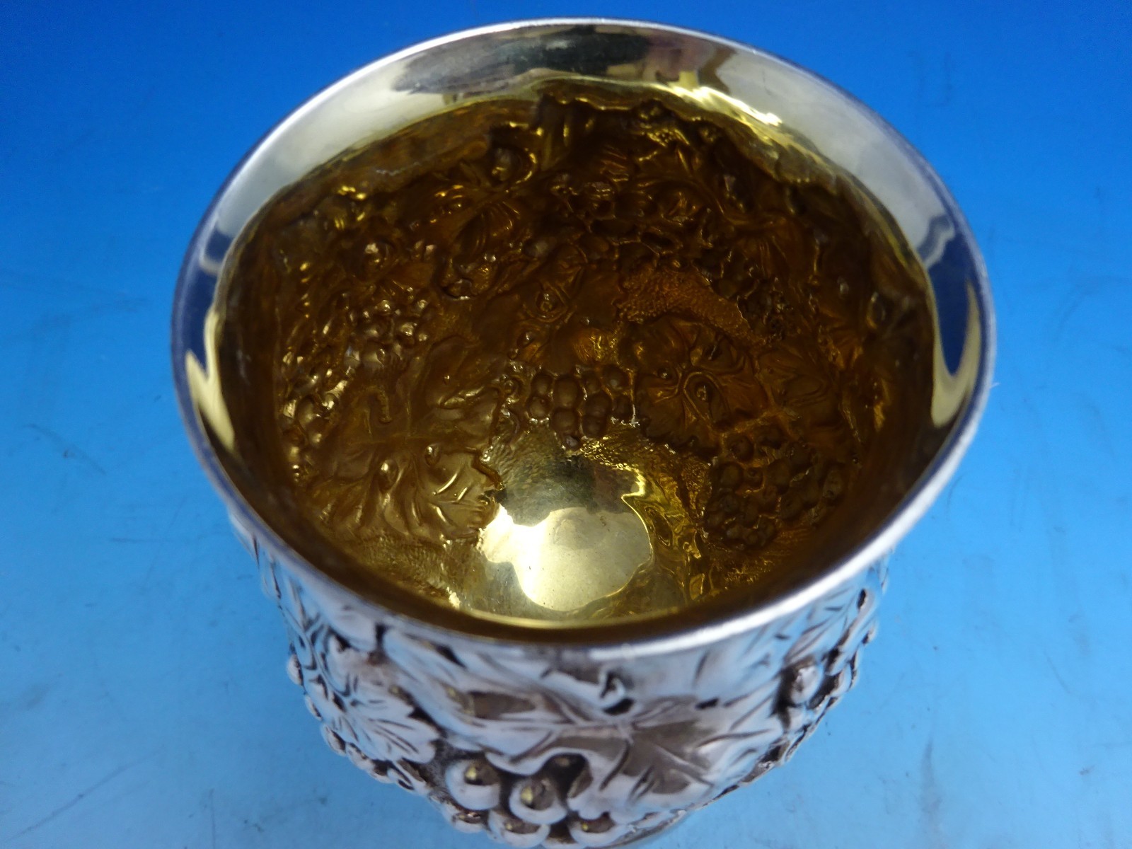 Repousse by Galmer Sterling Silver Goblet Embossed Grapes GW 6 1/2" (#8653)