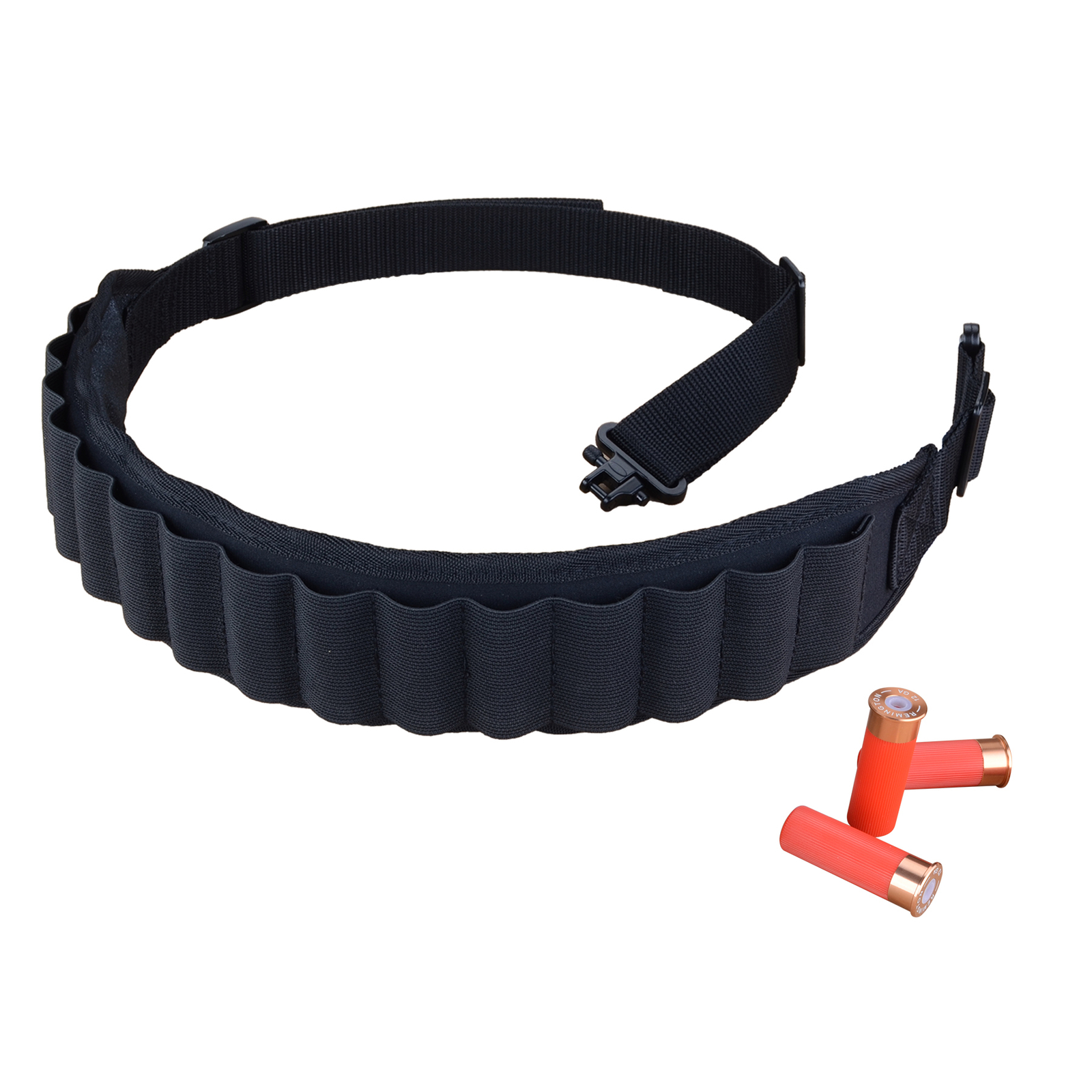Black Shotgun Sling with 15 Shell Holder, 2 Point Non-Slip Adjustable Sling
