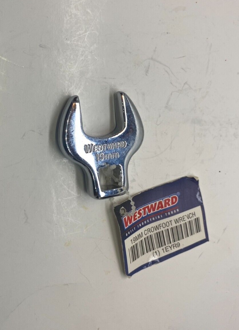 WESTWARD 19mm Crowfoot Wrench - 3/8" Drive - Open End - Chrome Finish