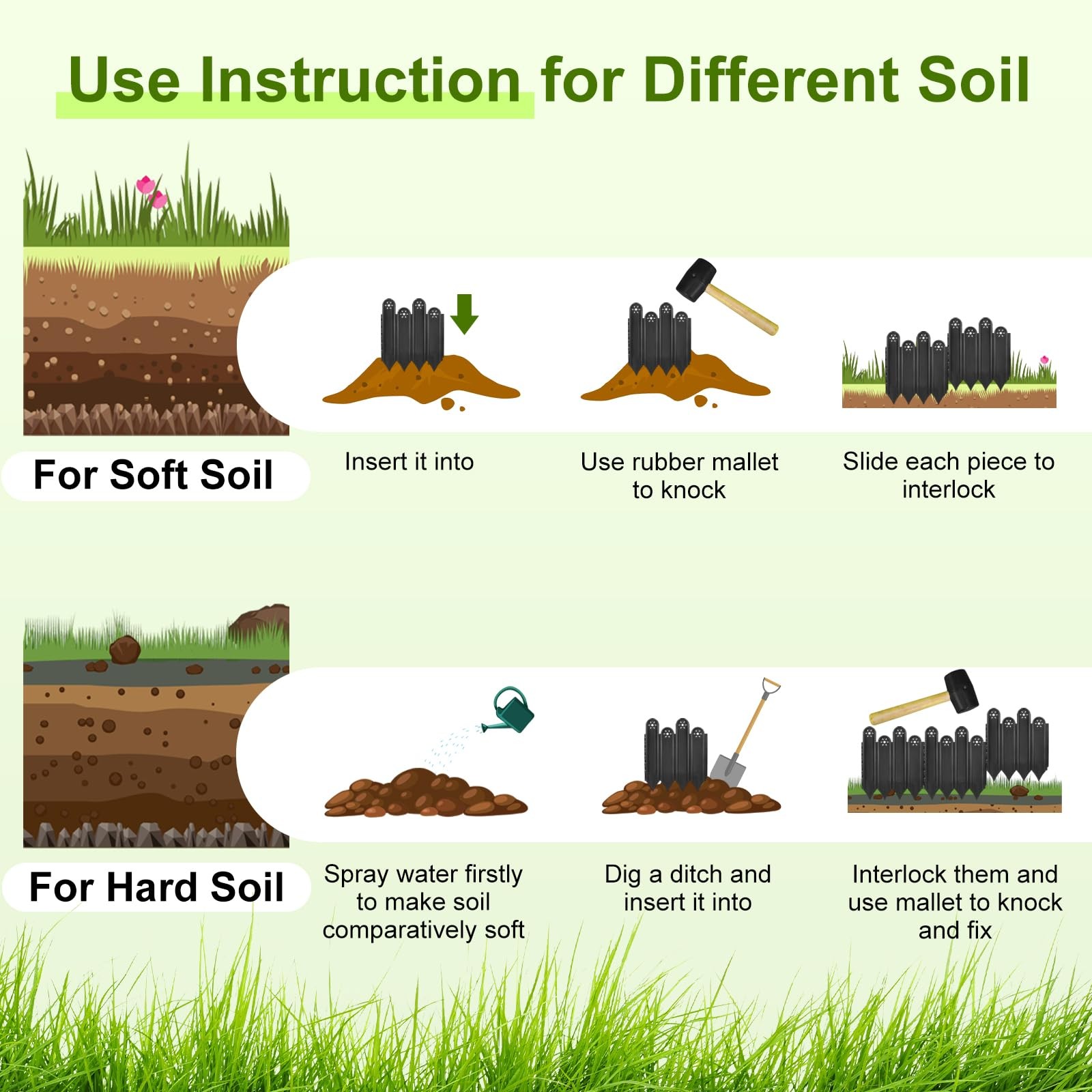 10 Pcs Black Garden Edging Borders, 9.84 Inch Tall Landscaping Edging, Total ...