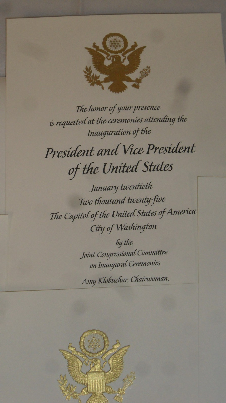 RARE! Official TRUMP VANCE 2025 Inauguration Congressional Invitation+Program