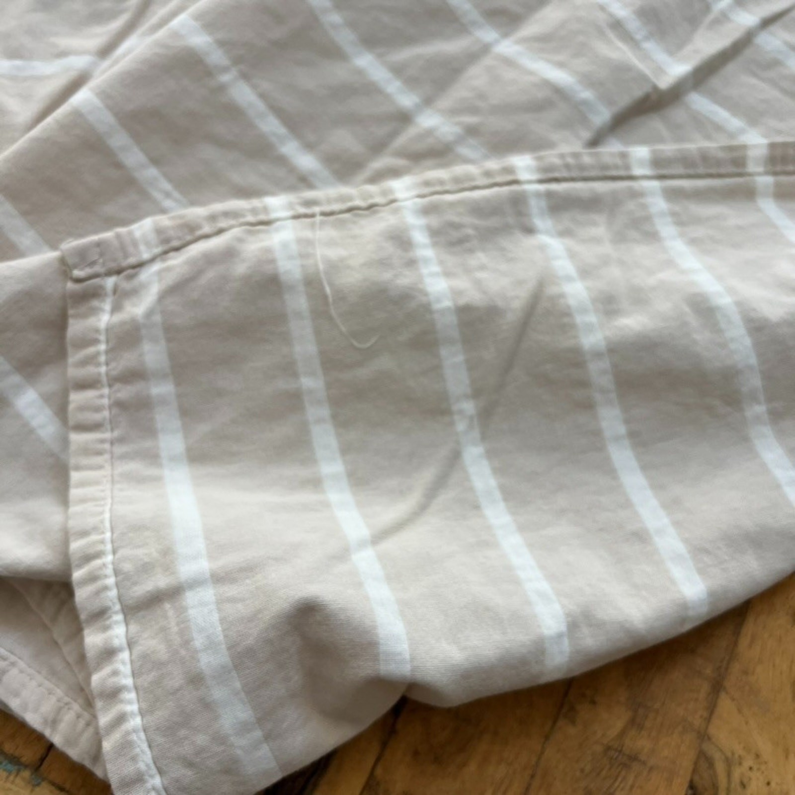 Threshold Shower Curtain Beige & White Striped 100% Cotton 67 x 68.5"