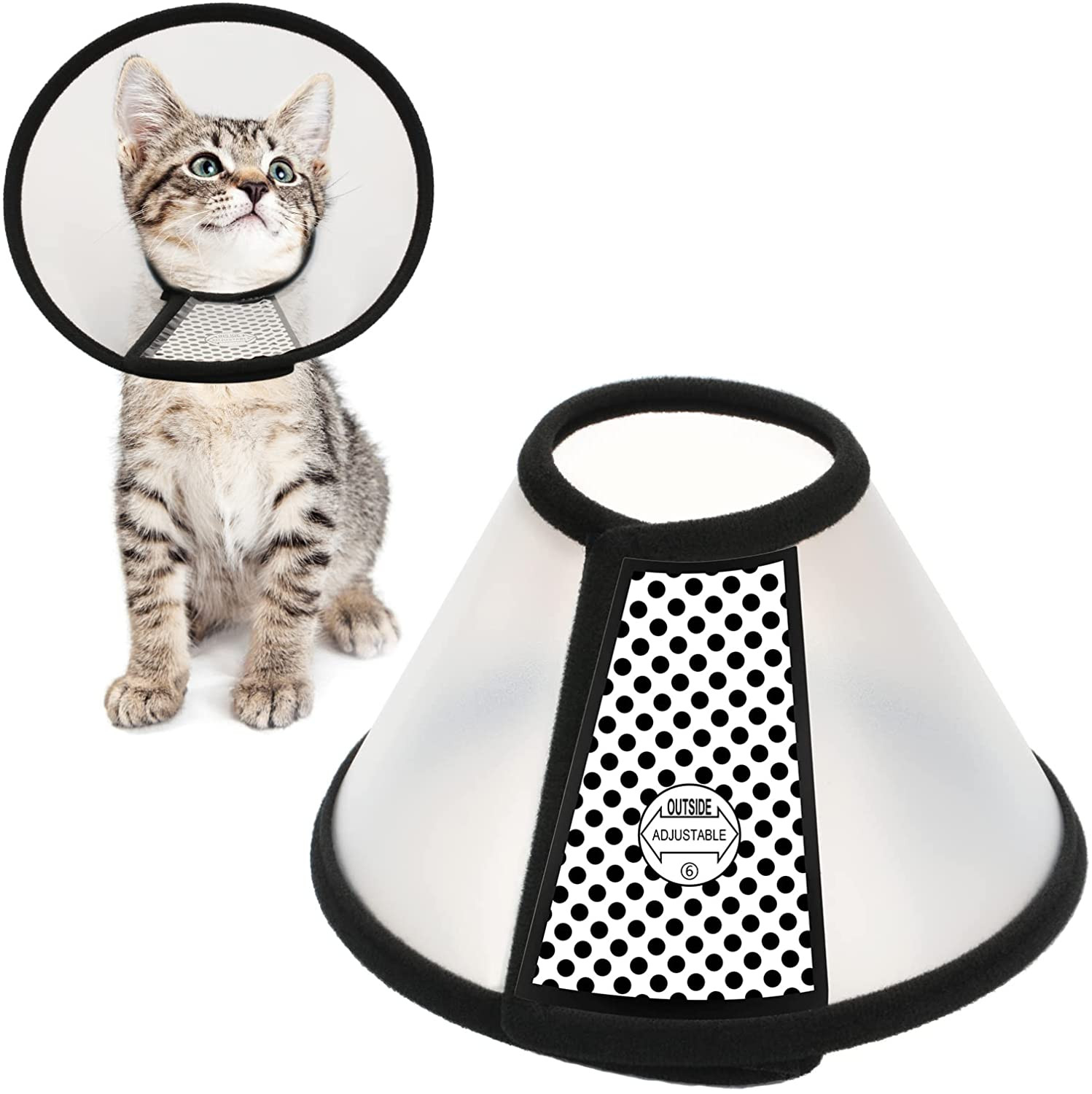 Adjustable Recovery Pet Cone E-Collar for Cats Puppy Rabbit, Plastic ...