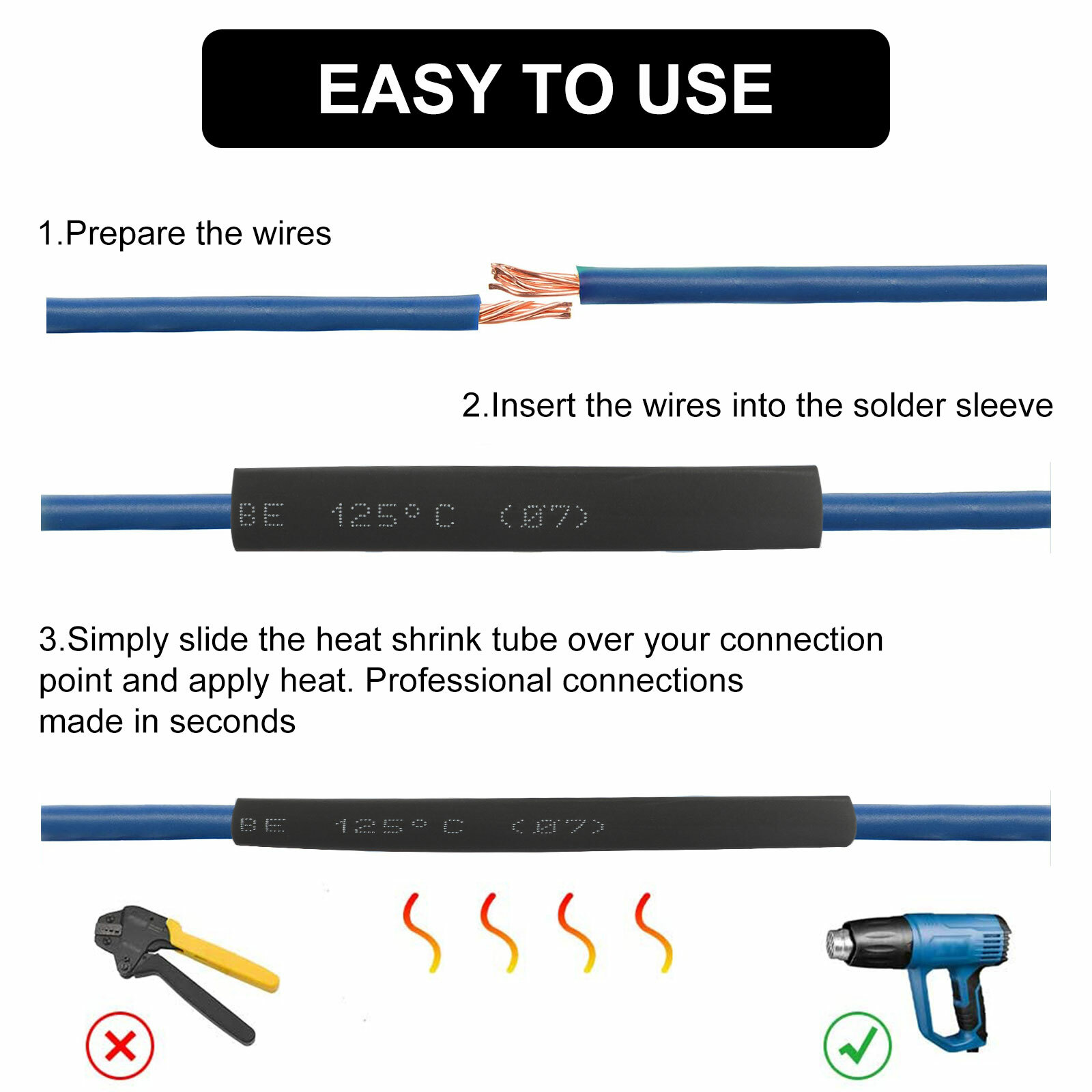 508Pcs Heat Shrink Tubing Insulation Shrinkable Tube 3:1 Wire Cable Sleeve Kit