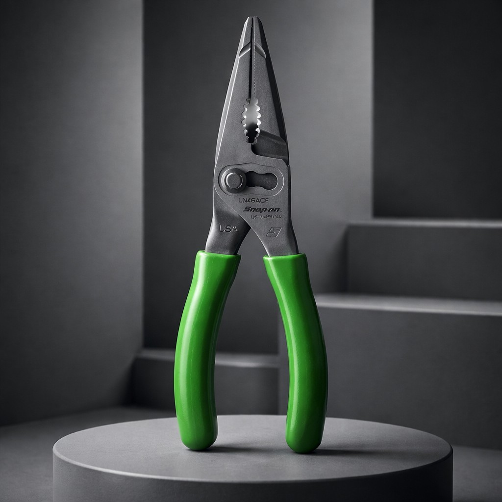 Snap On Tools 7" Long Nose Pliers 3 Slip Joint Talon Grip 57% More Power GREEN!!