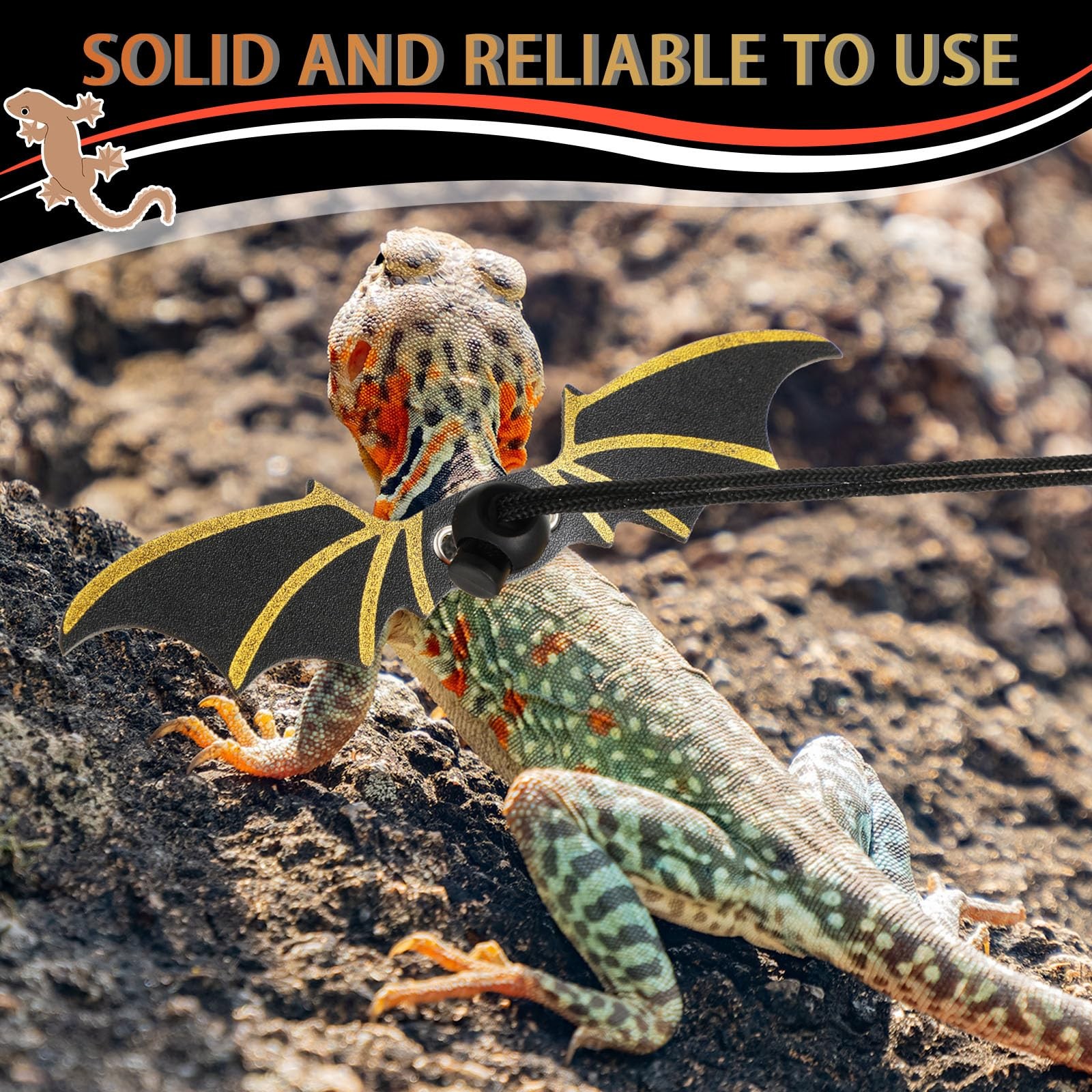 Bearded Dragon Leash and Harness Set 3 Size Pack Adjustable Cool Leather Lizard