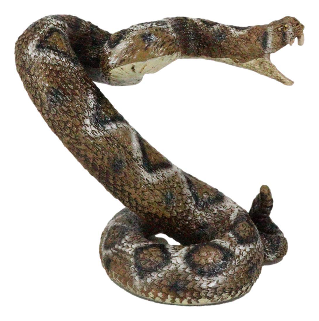 Realistic Ferocious Attacking Diamondback Rattlesnake With Fangs Bared Figurine