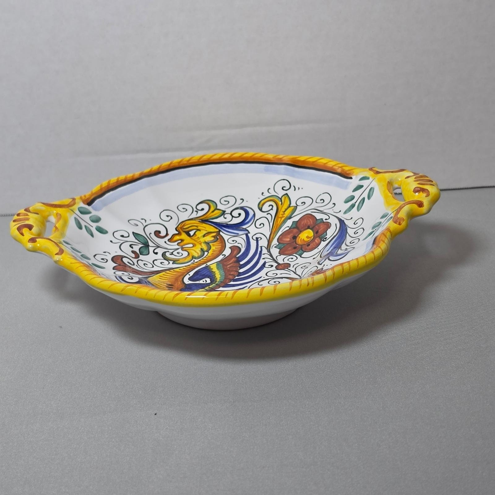 Italian Majolica Dragon Tray Raffaellesco Deruta Inspired Style HandPainted Read