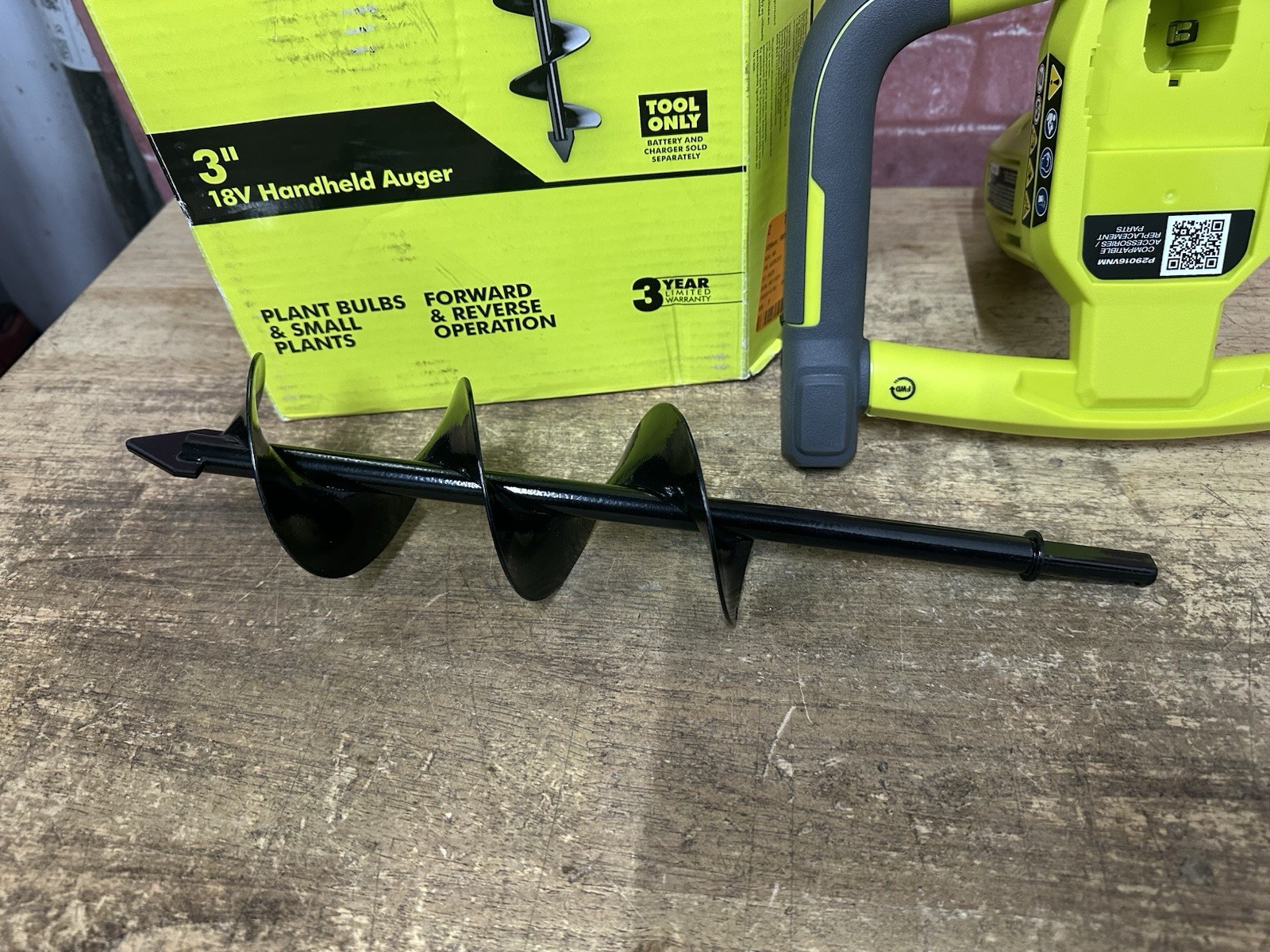 RYOBI ONE+ 18V Cordless Earth Auger with 3 in. Bit (Tool Only) P29016BTL