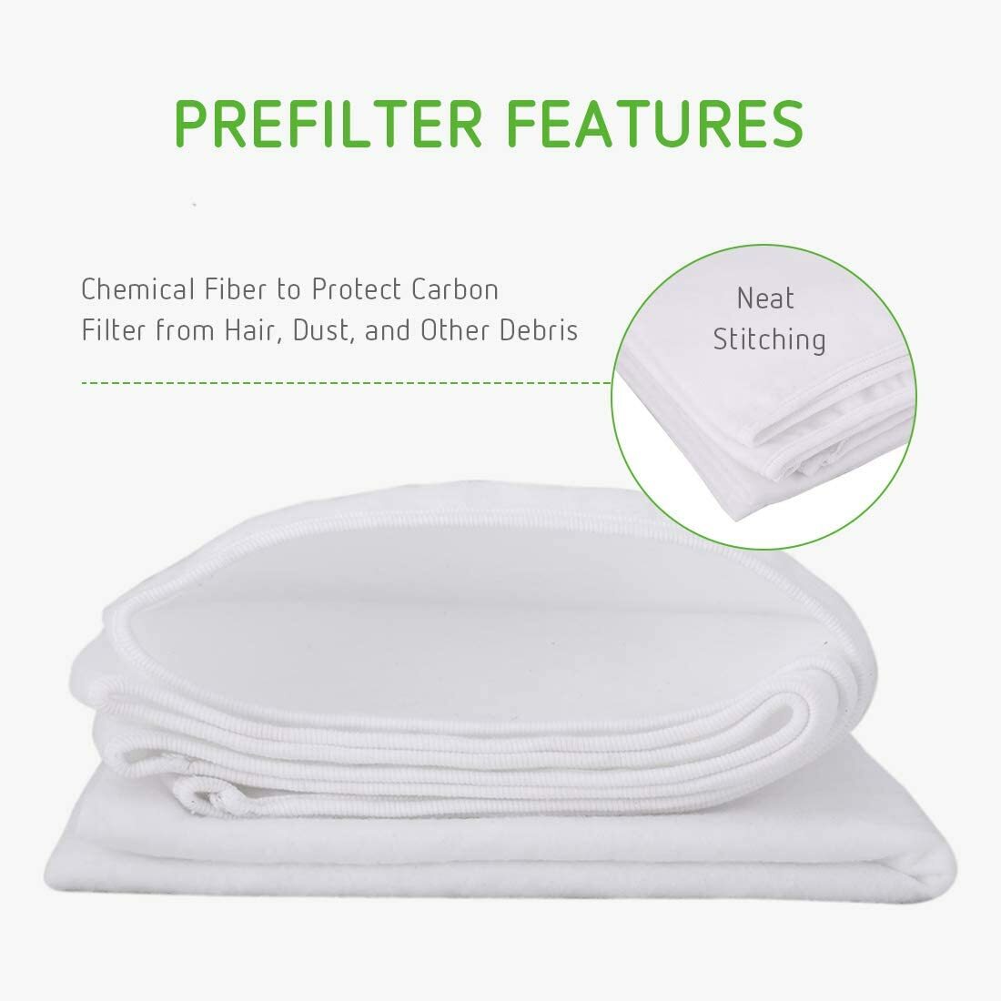 VIVOSUN 4"/6"/8" PP Cotton Prefilter for 4/6/8 inch Carbon Filter Black/White