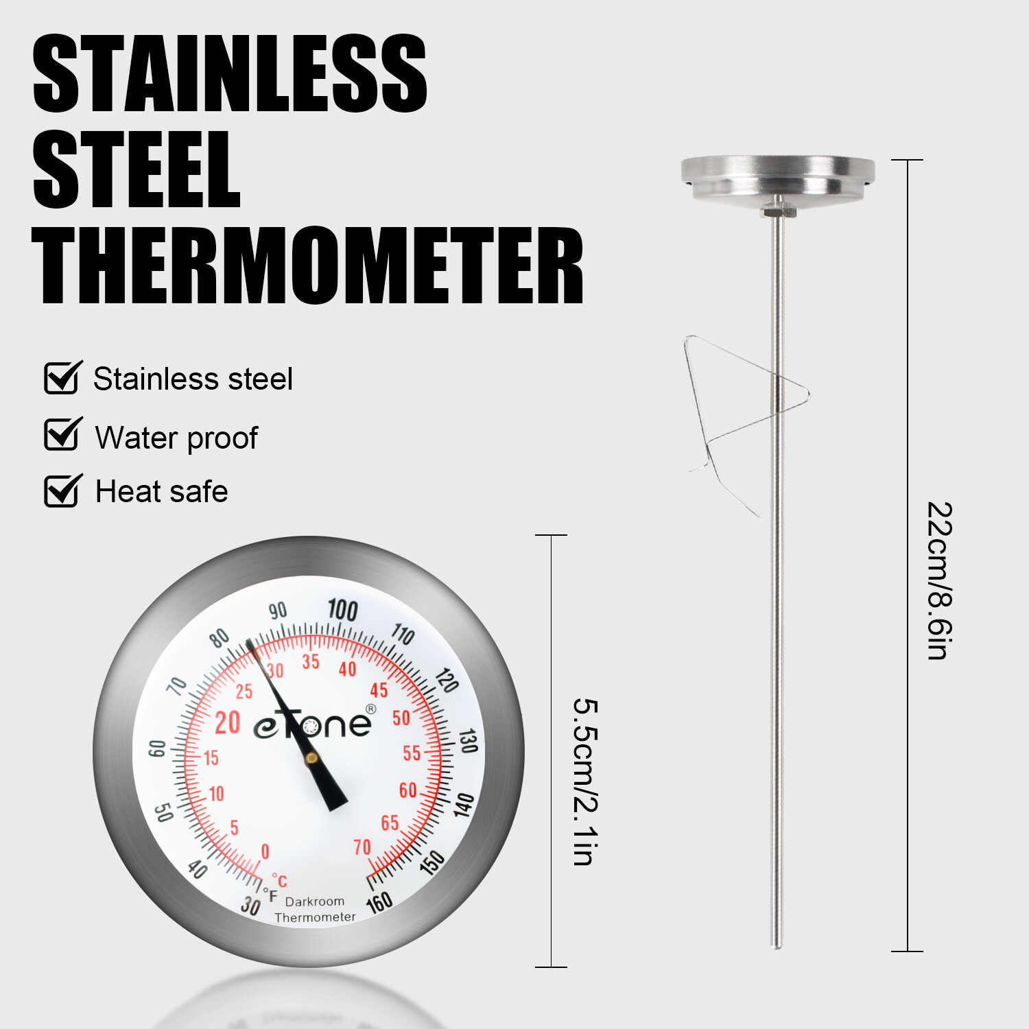 Darkroom Chemical Thermometer 43.5mm Dial Film Processing Developing Dual Unit