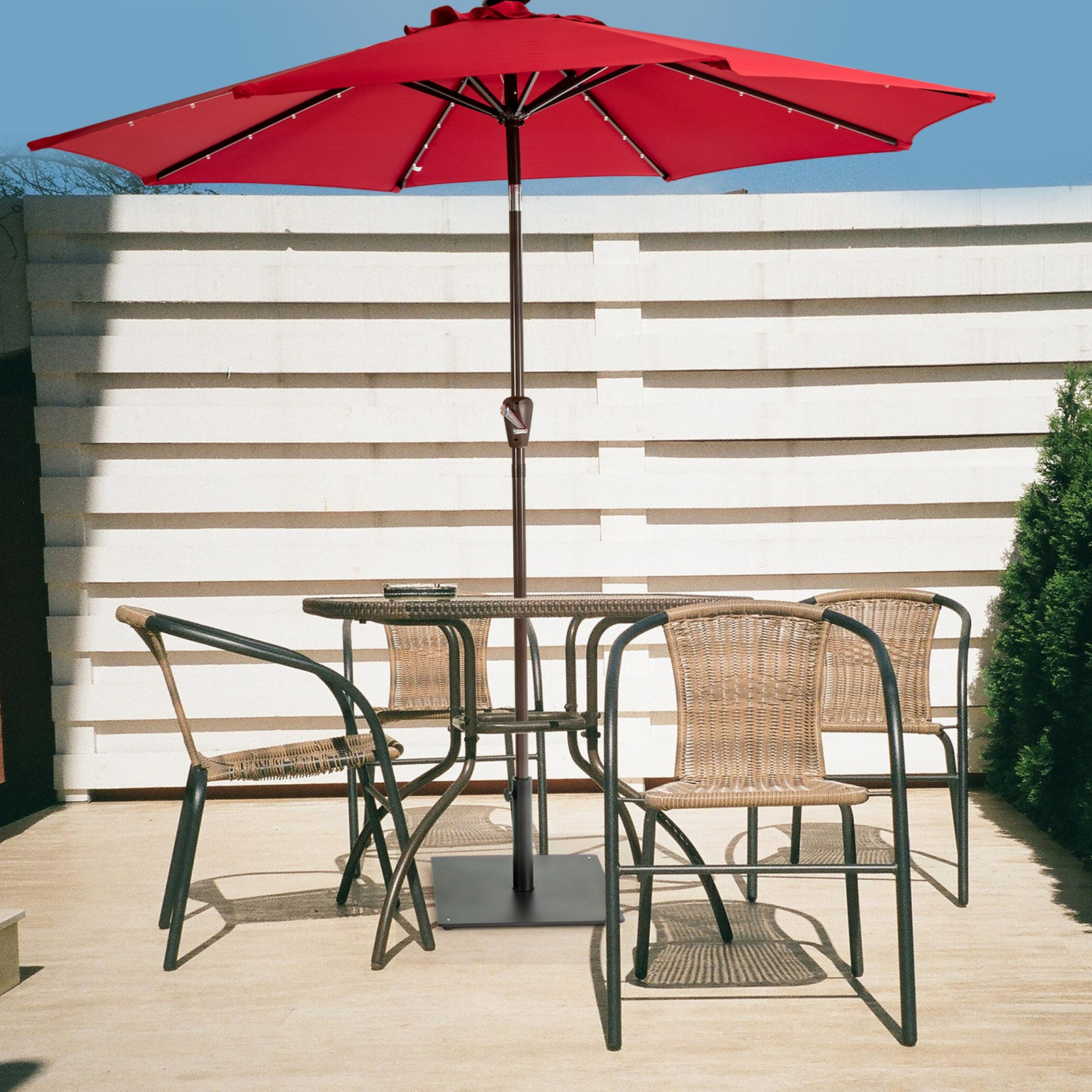 Square Weighted Patio Umbrella Base Stand 36 lbs Outdoor w/ 3 Adapters