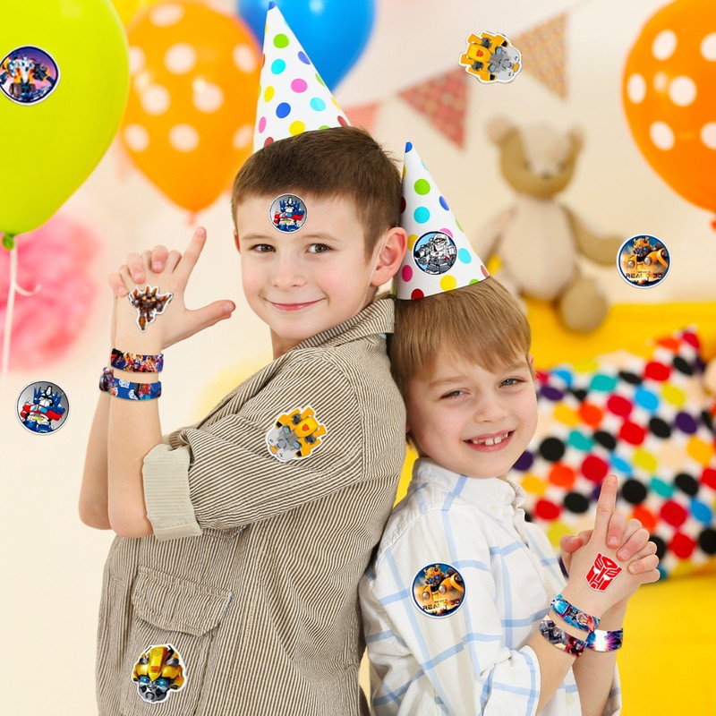 Transformers Slap Bracelets Kids Wrist Slap Bands Party Bag Filler Gift Sticker