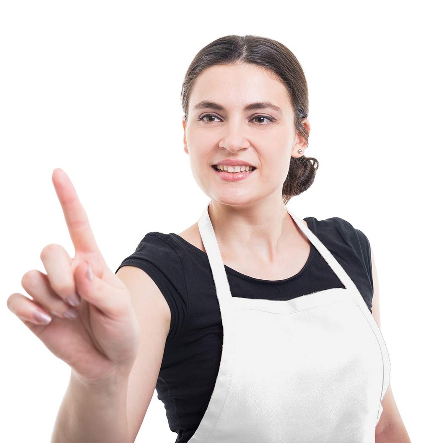 Total 6PCS White Apron for Women Adult Unisex Plain Color Bib aprons with 2 F...