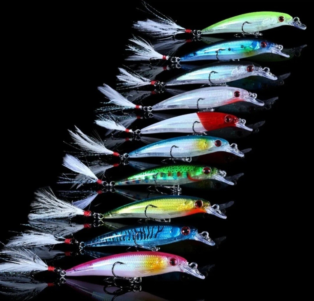 10 pcs Hard Minnow Fishing Baits Bass Lures Crankbait Tackle Wobbler New Lot