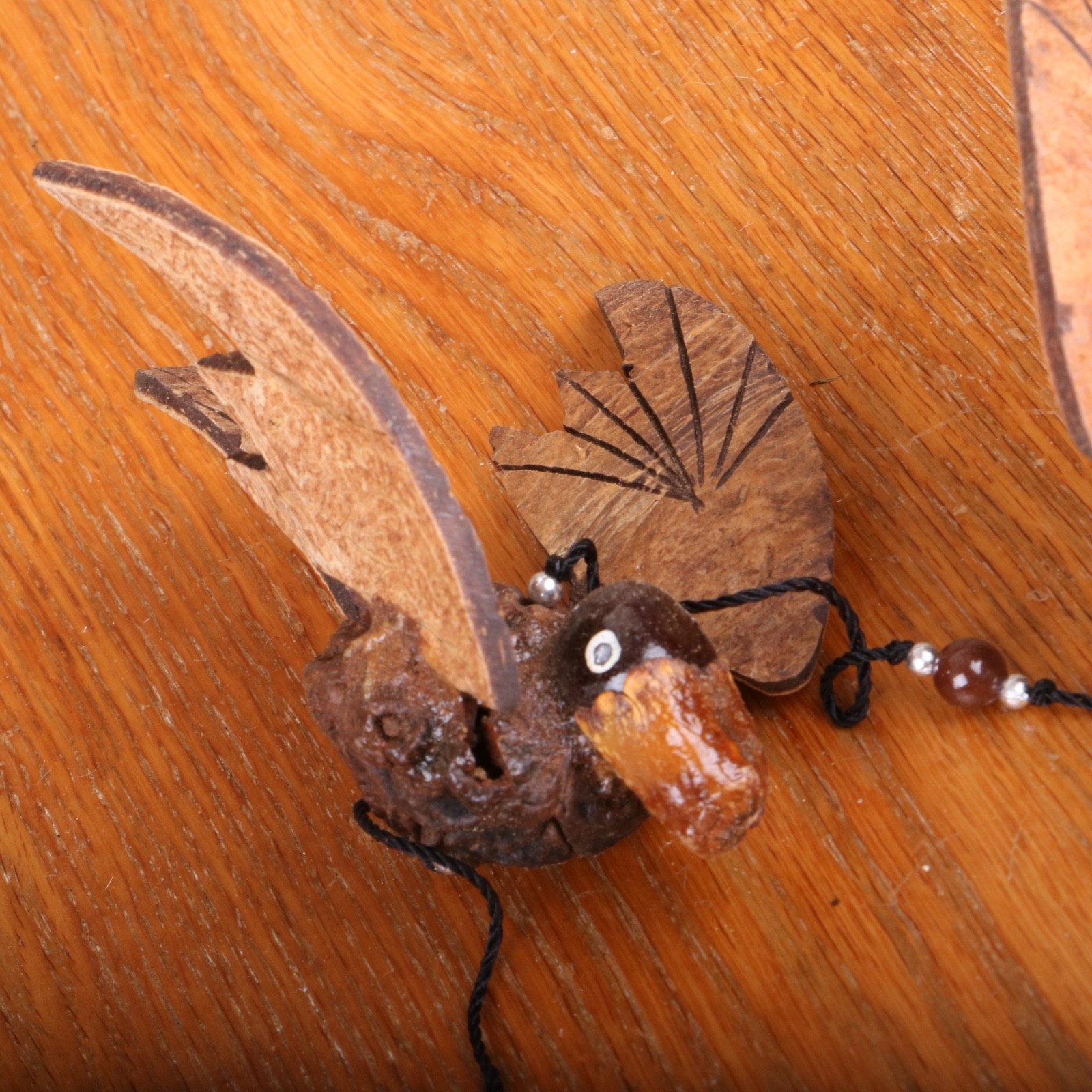 4 Wooden Birds Mobile Hanging Decoration Thailand