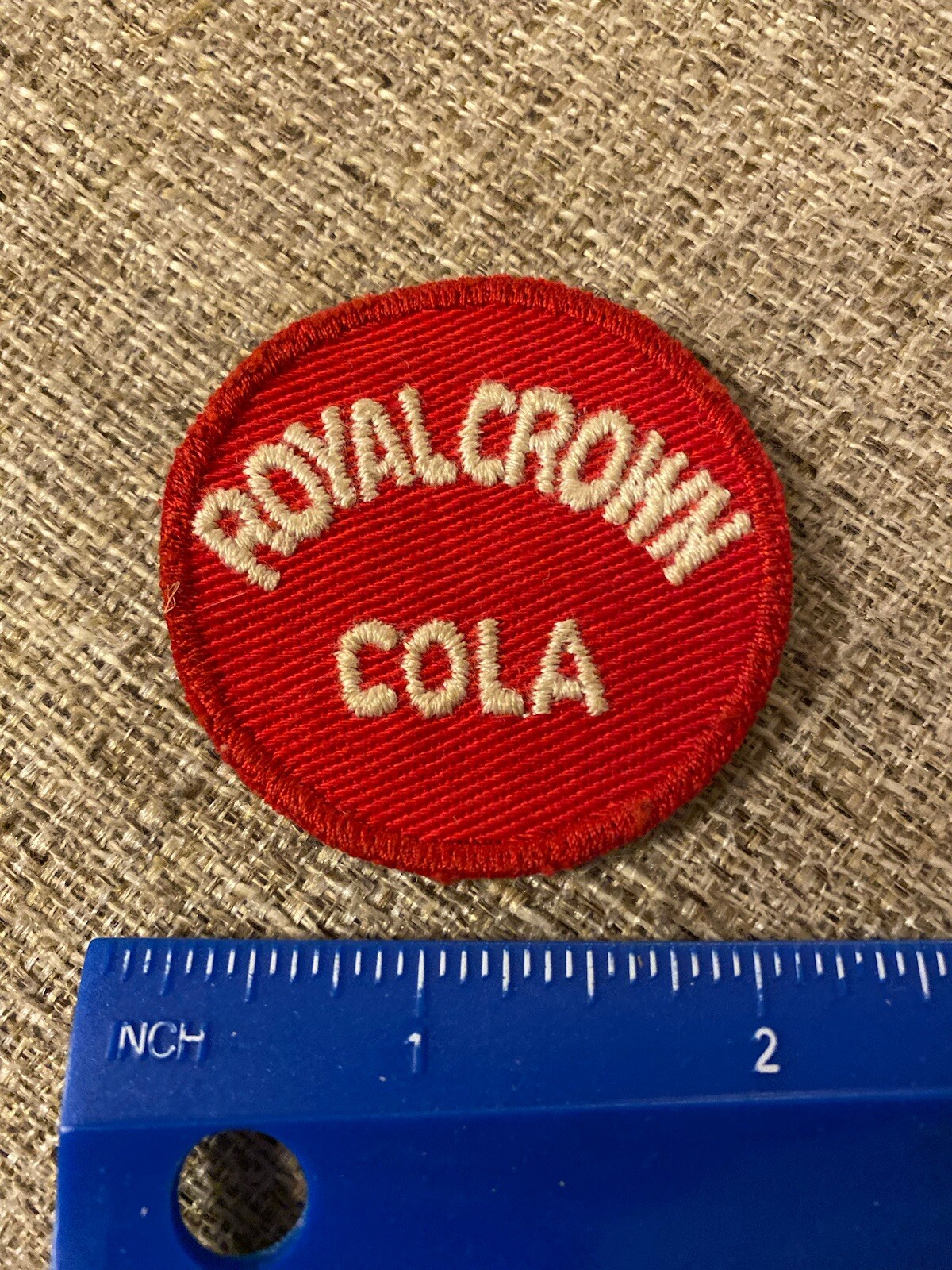 VTG Round Patch RC Royal Crown Cola Advertising Logo Pop Soda Red White