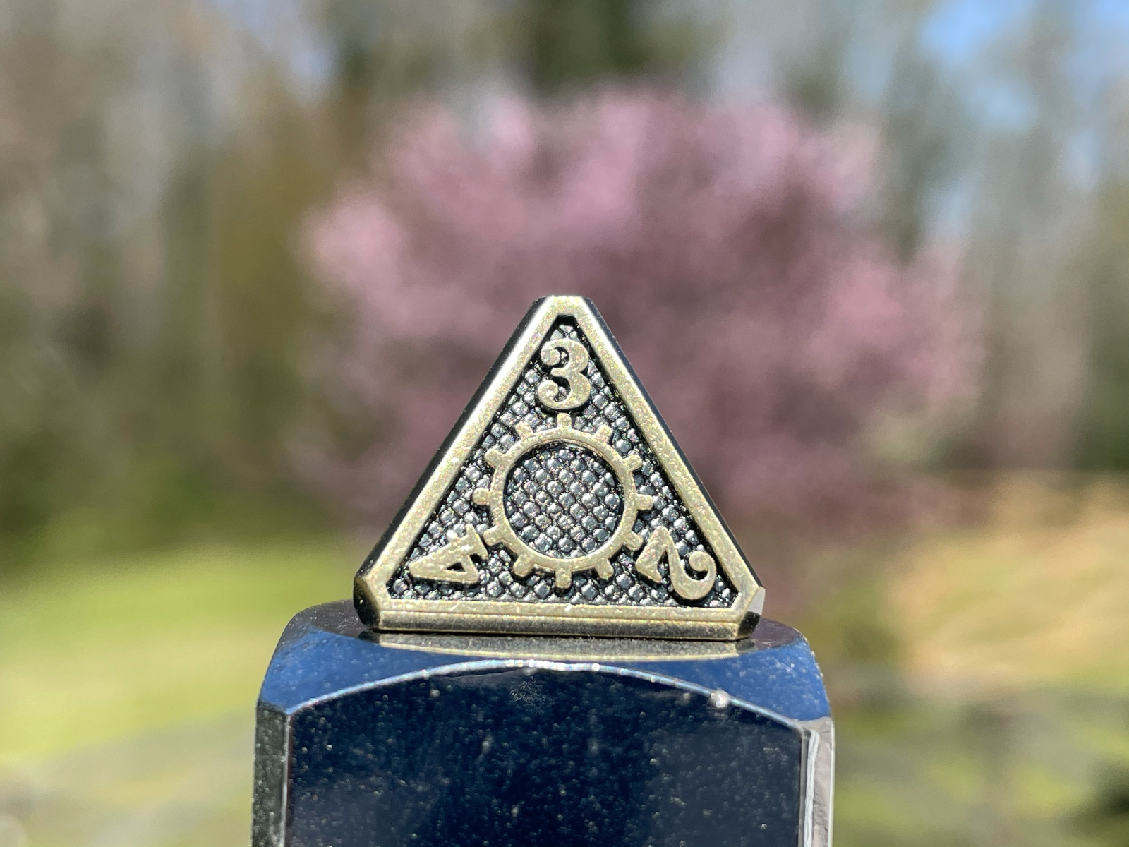 7pcs Polyhedral Metal Dice Set Gold Gear Theme for DND