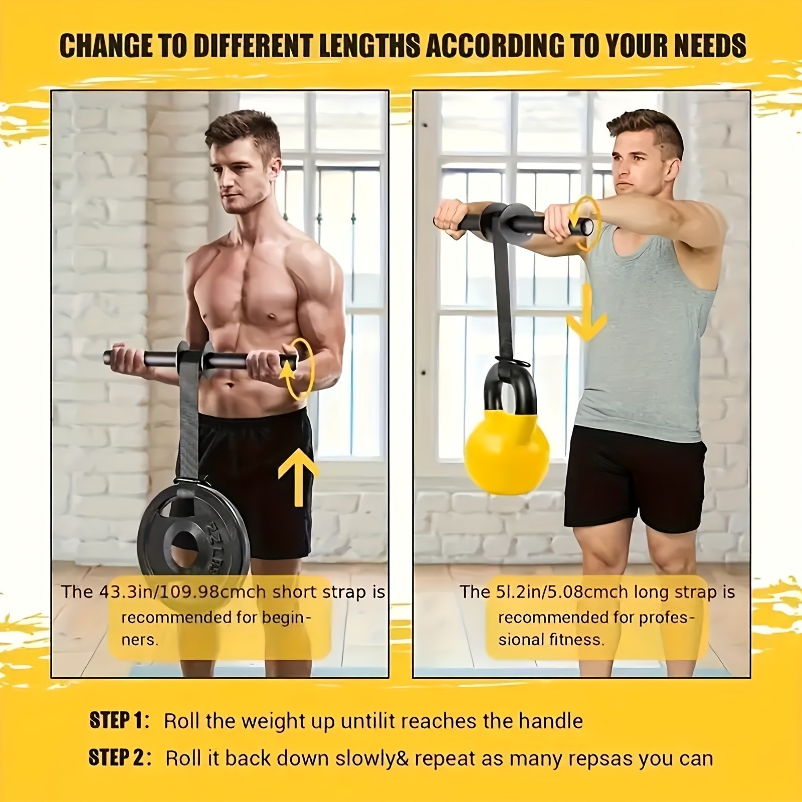 Wrist Roller Forearm Trainer - Adjustable for Grip & Arm Strength Building