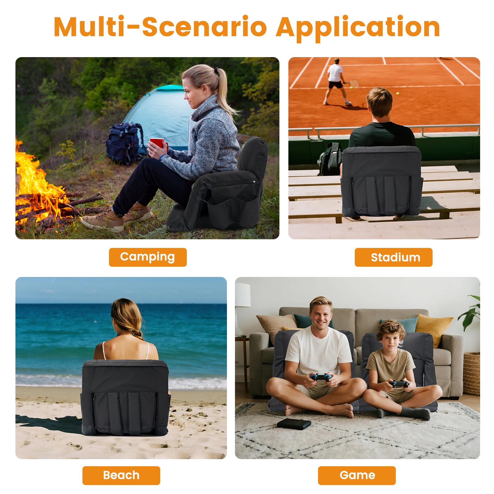 NAIZEA Heated Stadium Seat with Back Support, Sofa Style 5" Thick Bleacher Chair