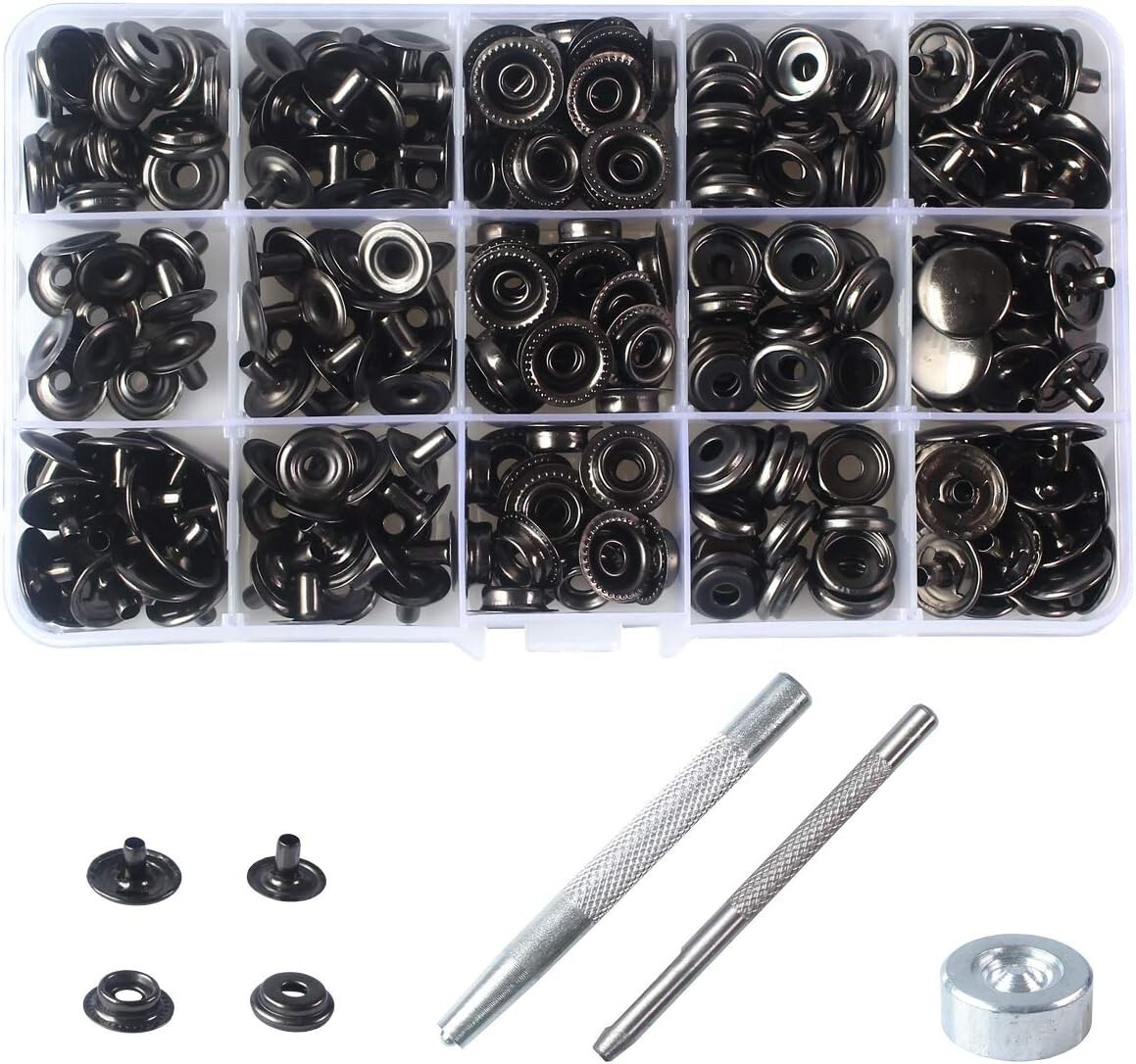 70 Sets 15mm 5/8 Heavy Duty Snap Fasteners Kit Metal Snaps for Leather Craft