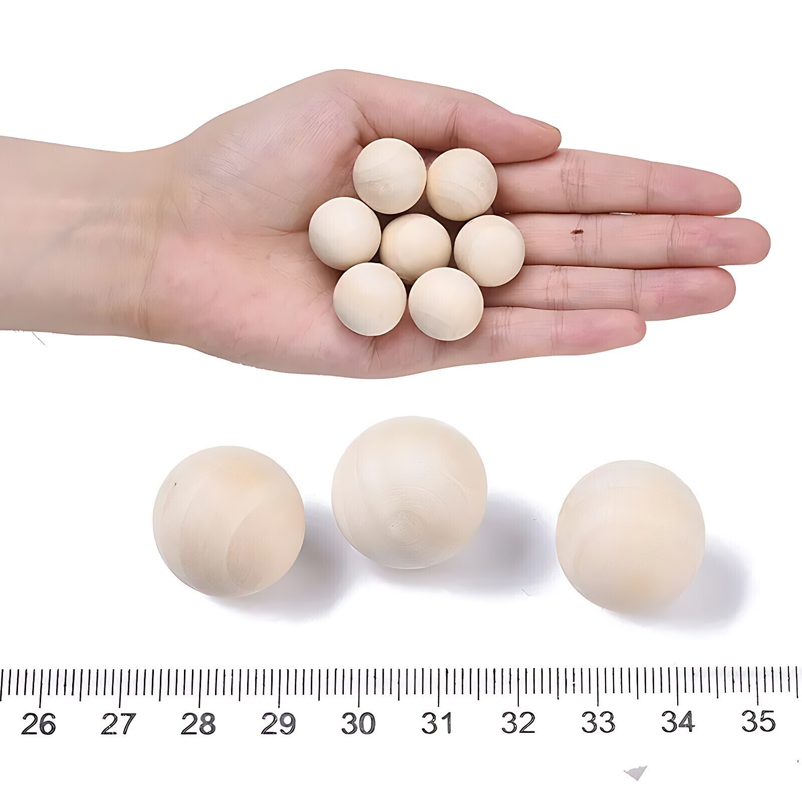6mm 8mm 10mm to 90mm Natural Wooden Craft Wood Balls Sphere Round Craft Supplies