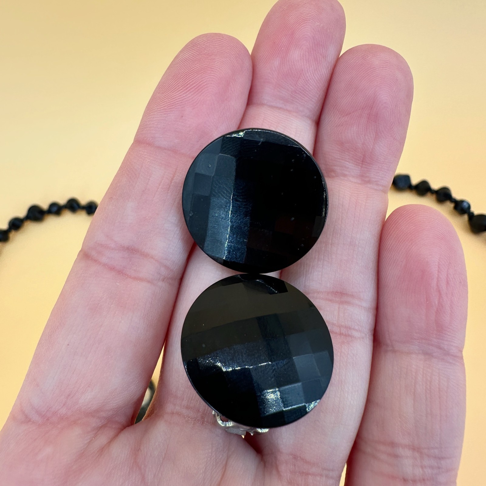 Vintage Black Acrylic Mix Jewelry Lot Earrings Necklaces Bracelets Faceted Bead