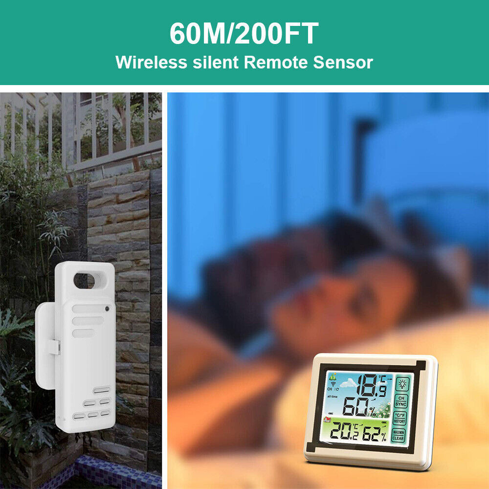 Wireless Digital LCD Indoor & Outdoor Weather Station Clock Calendar Thermometer