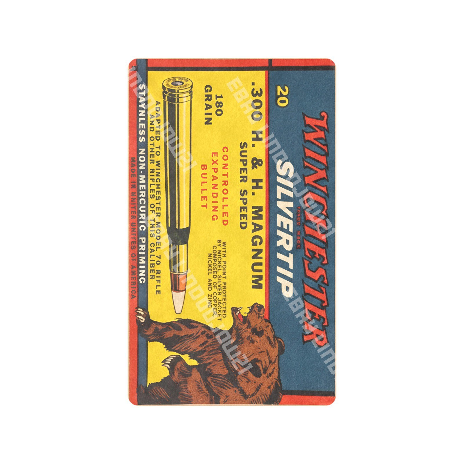 Vintage Style Winchester Super Speed 300 H&H Magnum Doormat Rug In / Out Decor