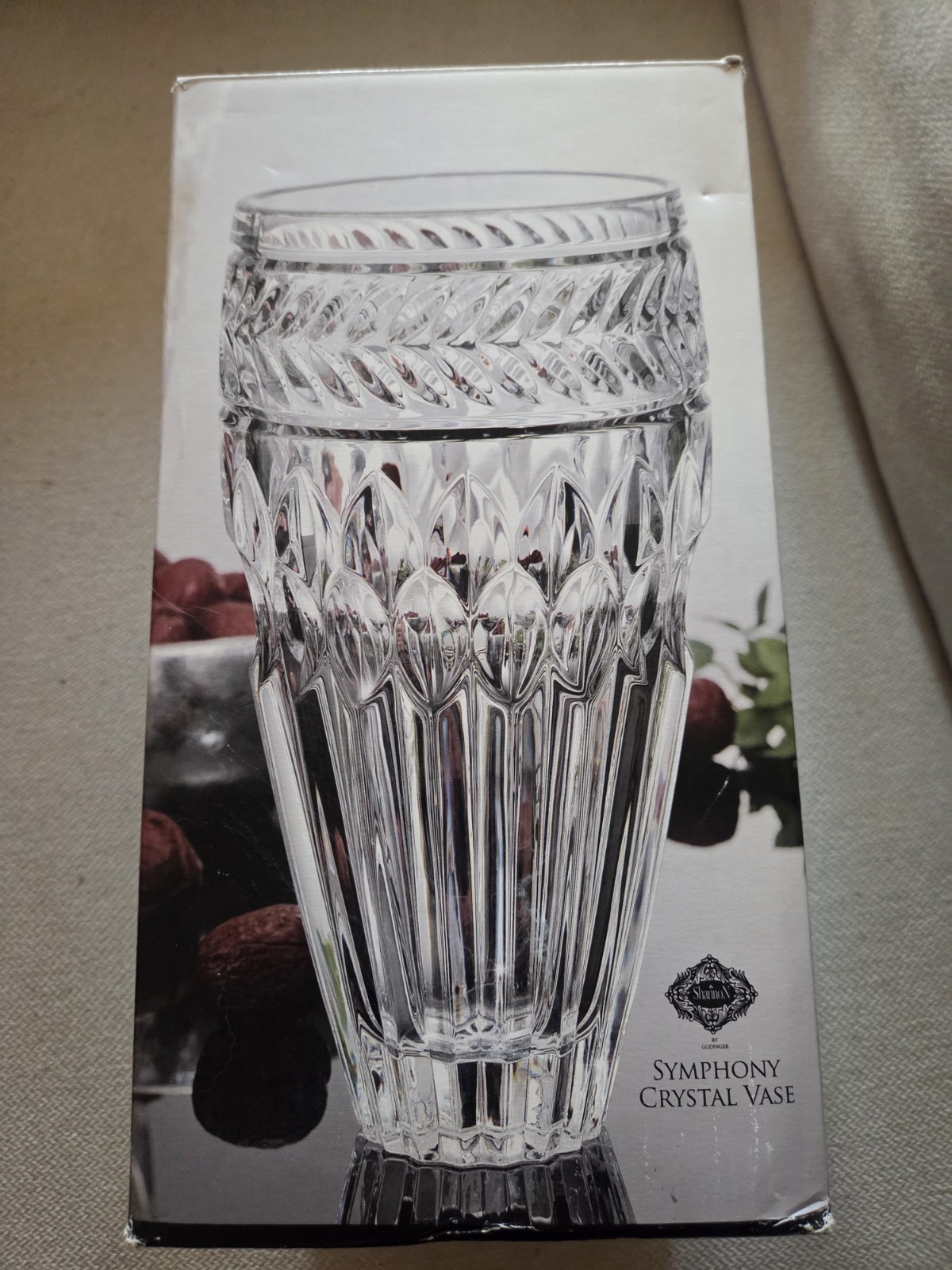 Shannon by Godinger Symphony 10 Tall Crystal Vase - New In Box
