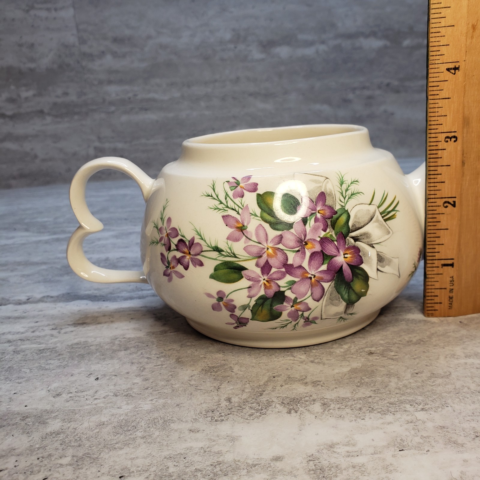 Floral Teacup and Teapot Set with Unique Handle